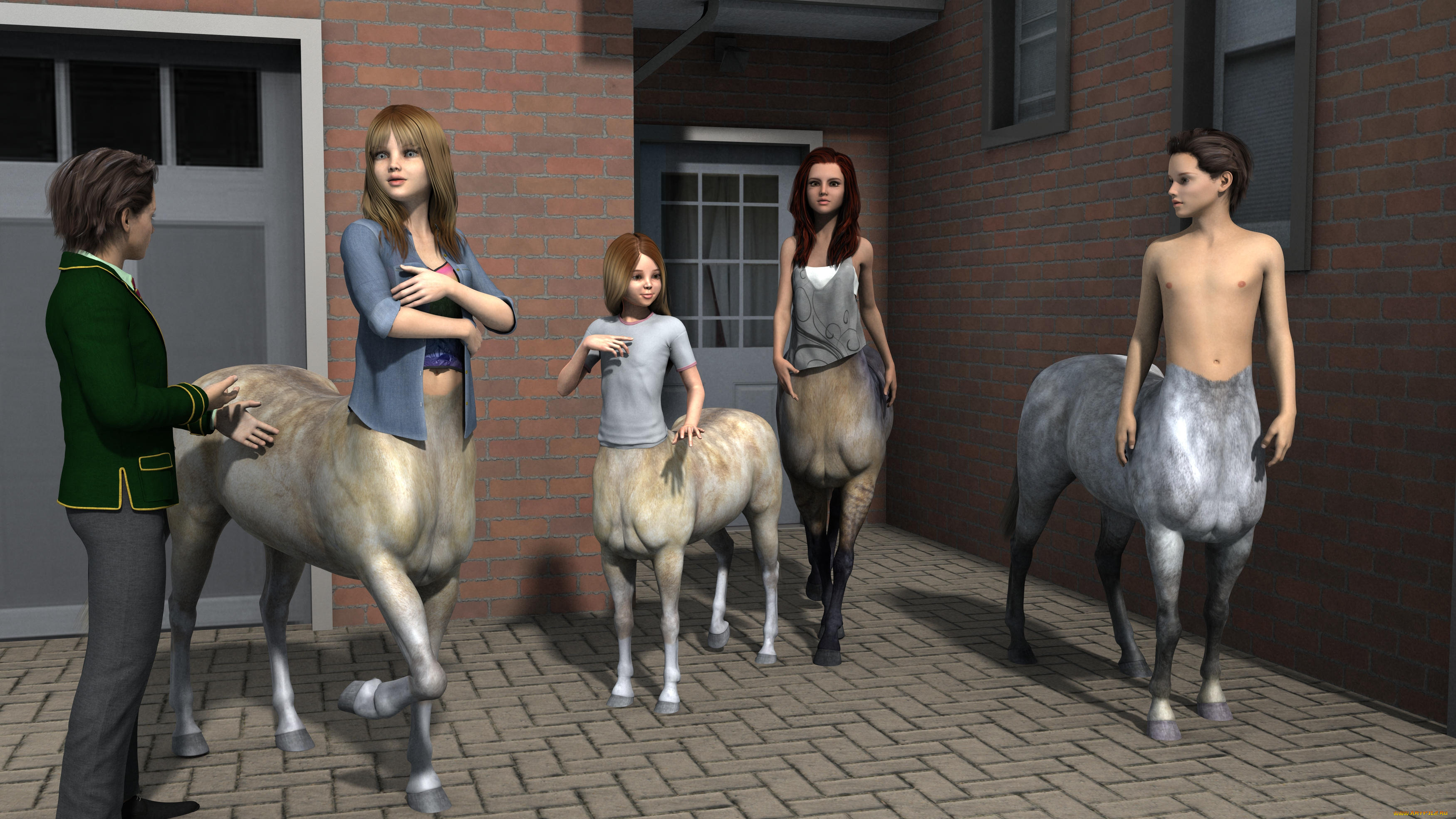 3д, графика, существа, , creatures, фон, девушки, взгляд