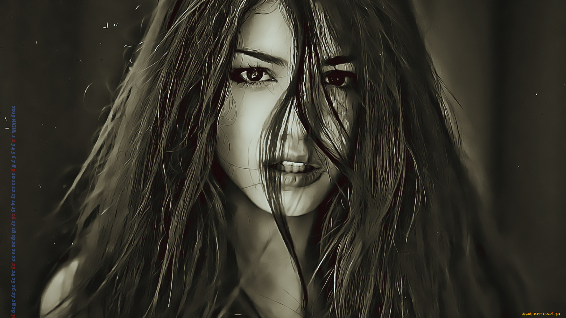 календари, компьютерный, дизайн, 2019, calendar, женщина, взгляд, лицо, девушка