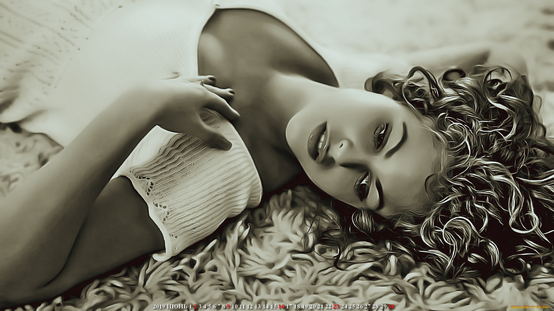 календари, компьютерный, дизайн, 2019, calendar, девушка, лежать, женщина