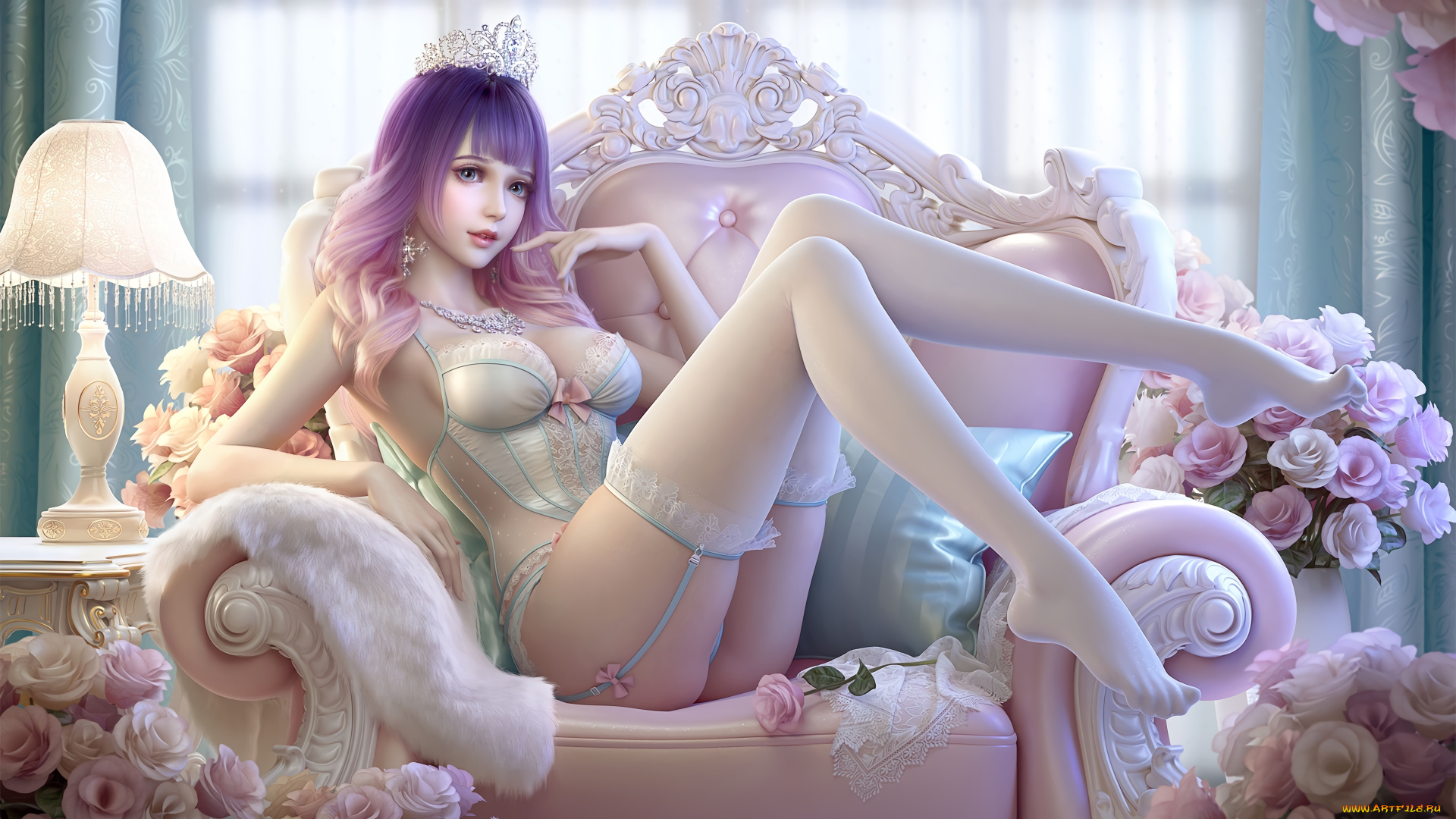 девушка, в, белом, белье, рисованное, люди, девушка, красивая, супер, секси, няша, нежная, классная, модница, лапочка, мадам