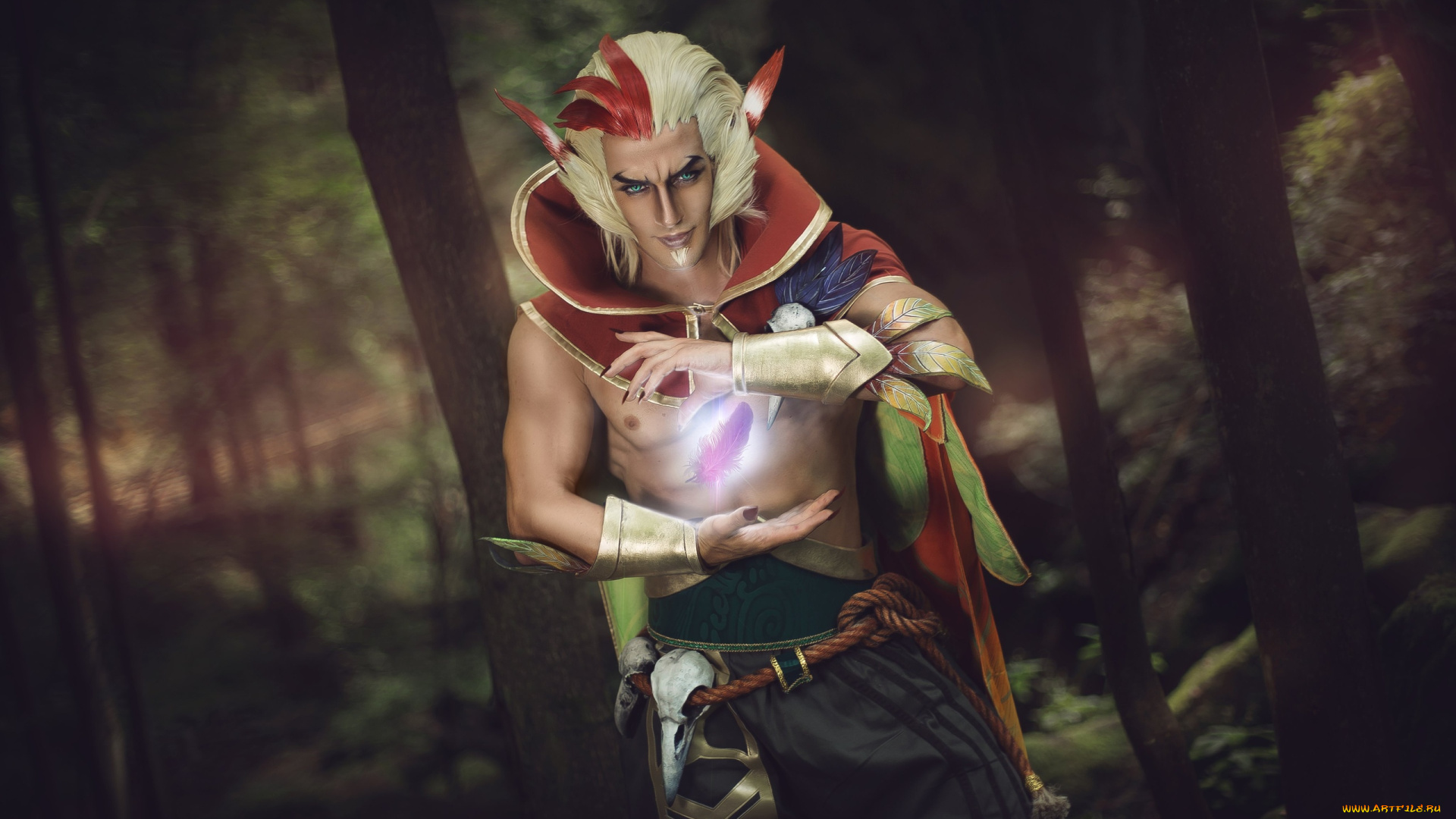 фэнтези, фотоарт, парень, косплей, лес, костюм