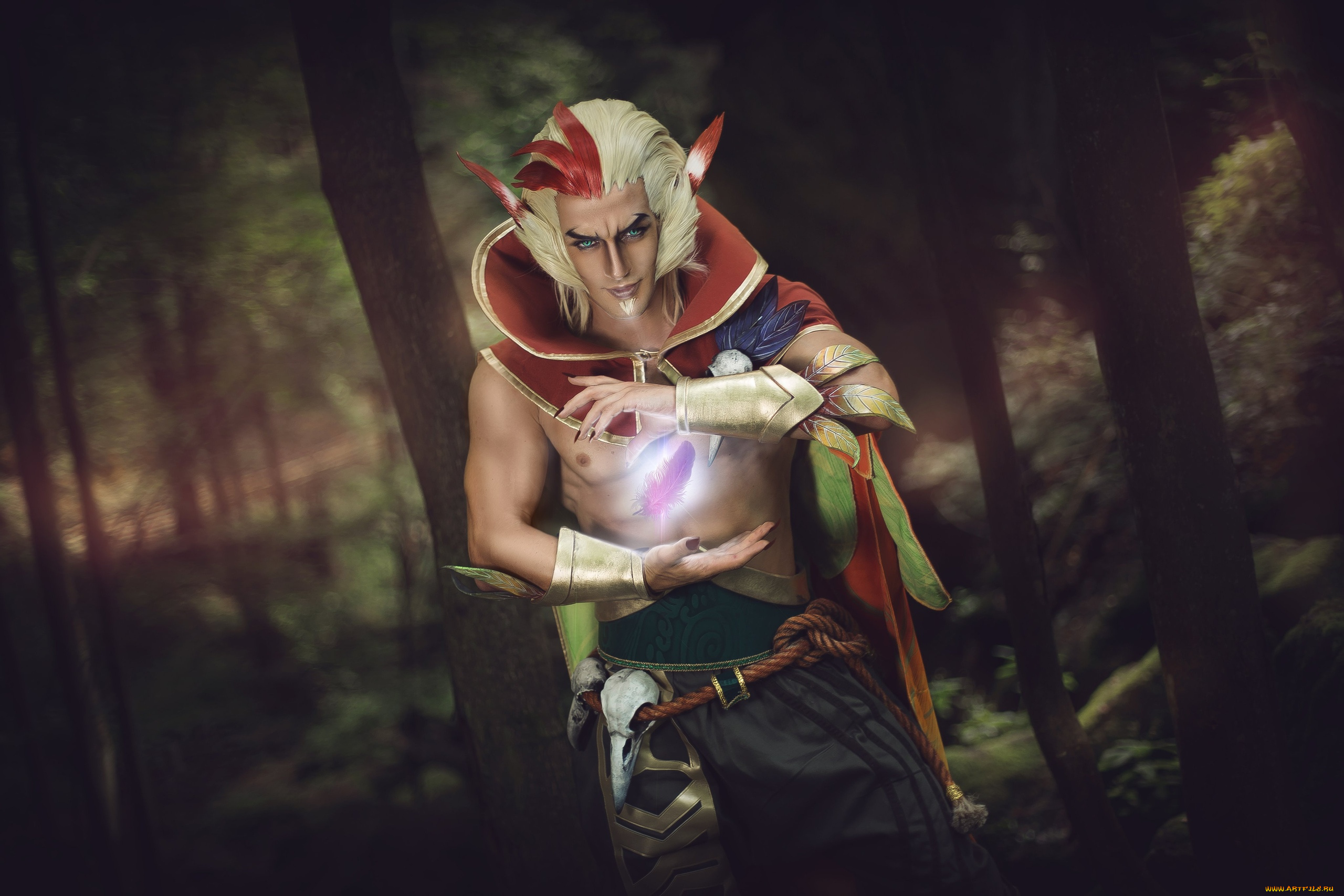 фэнтези, фотоарт, парень, косплей, лес, костюм