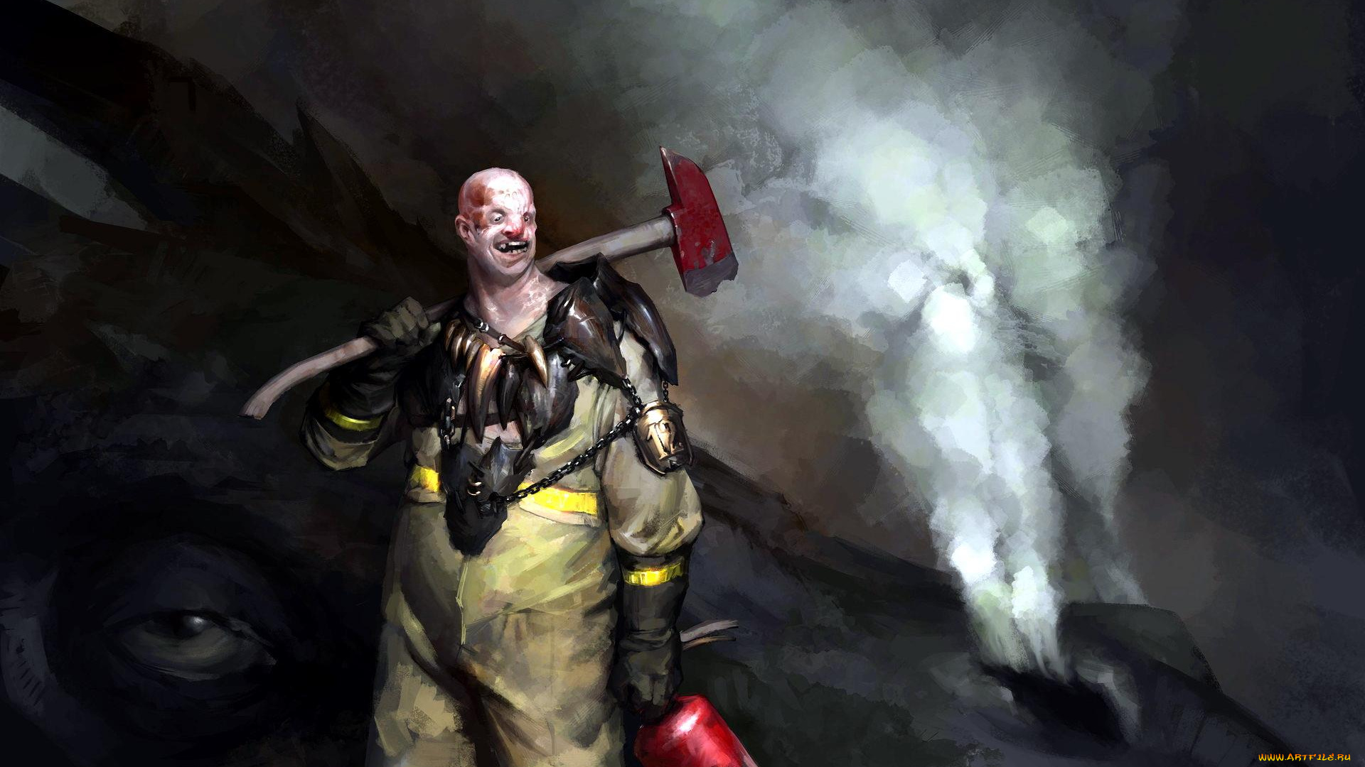 фэнтези, драконы, пожарный, топор, огнетушитель, дракон