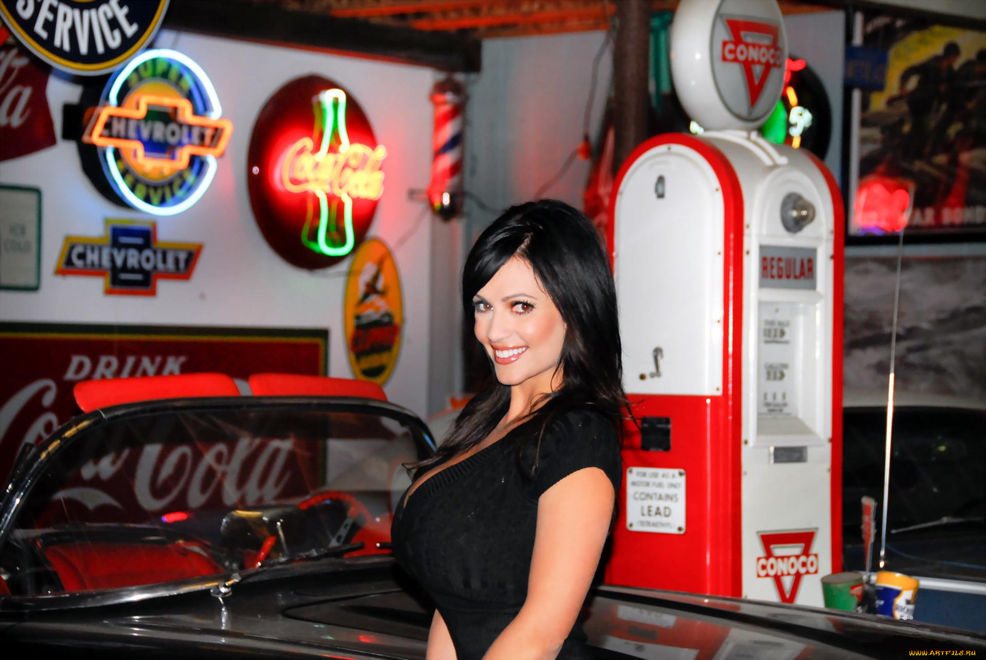 девушки, denise, milani, брюнетка, машина, реклама