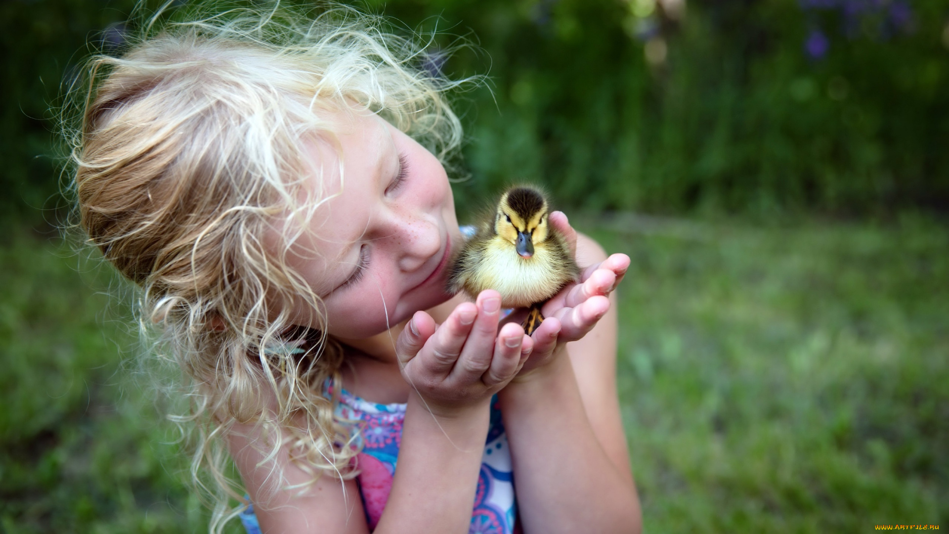 разное, дети, девочка, утенок