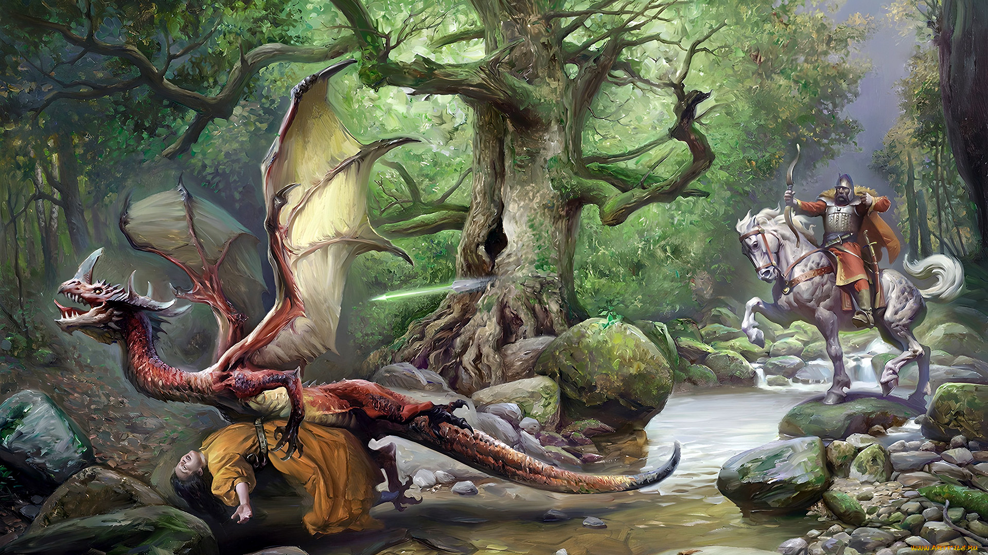 фэнтези, драконы, дракон, лес