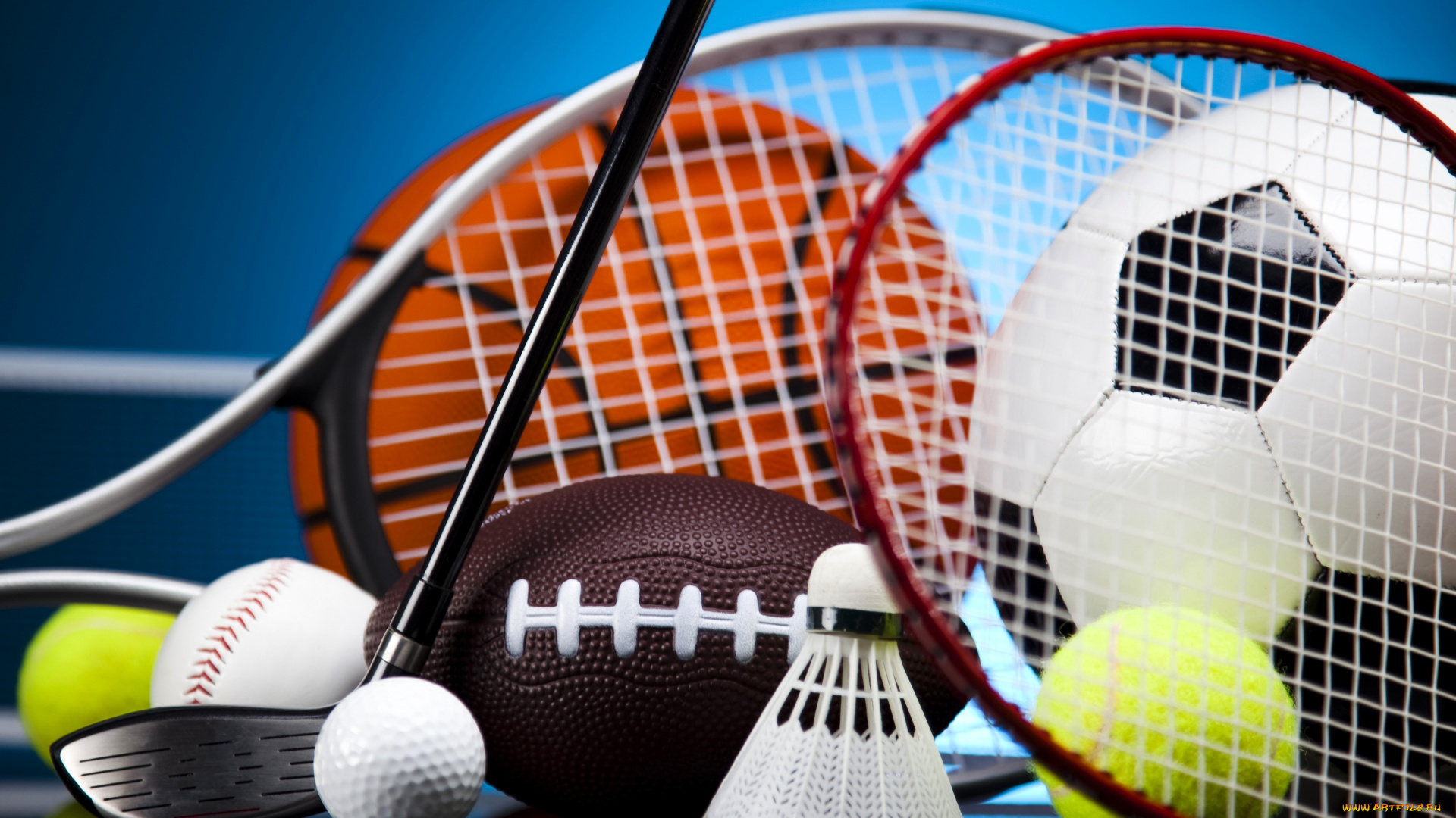 спорт, -, другое, инвентарь, ракетки, мячи, волан, клюшка