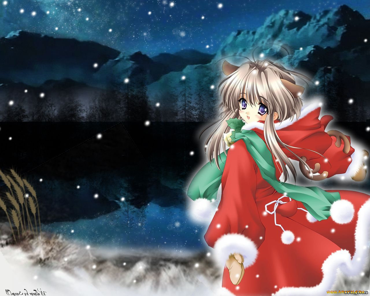 аниме, merry, chrismas, winter