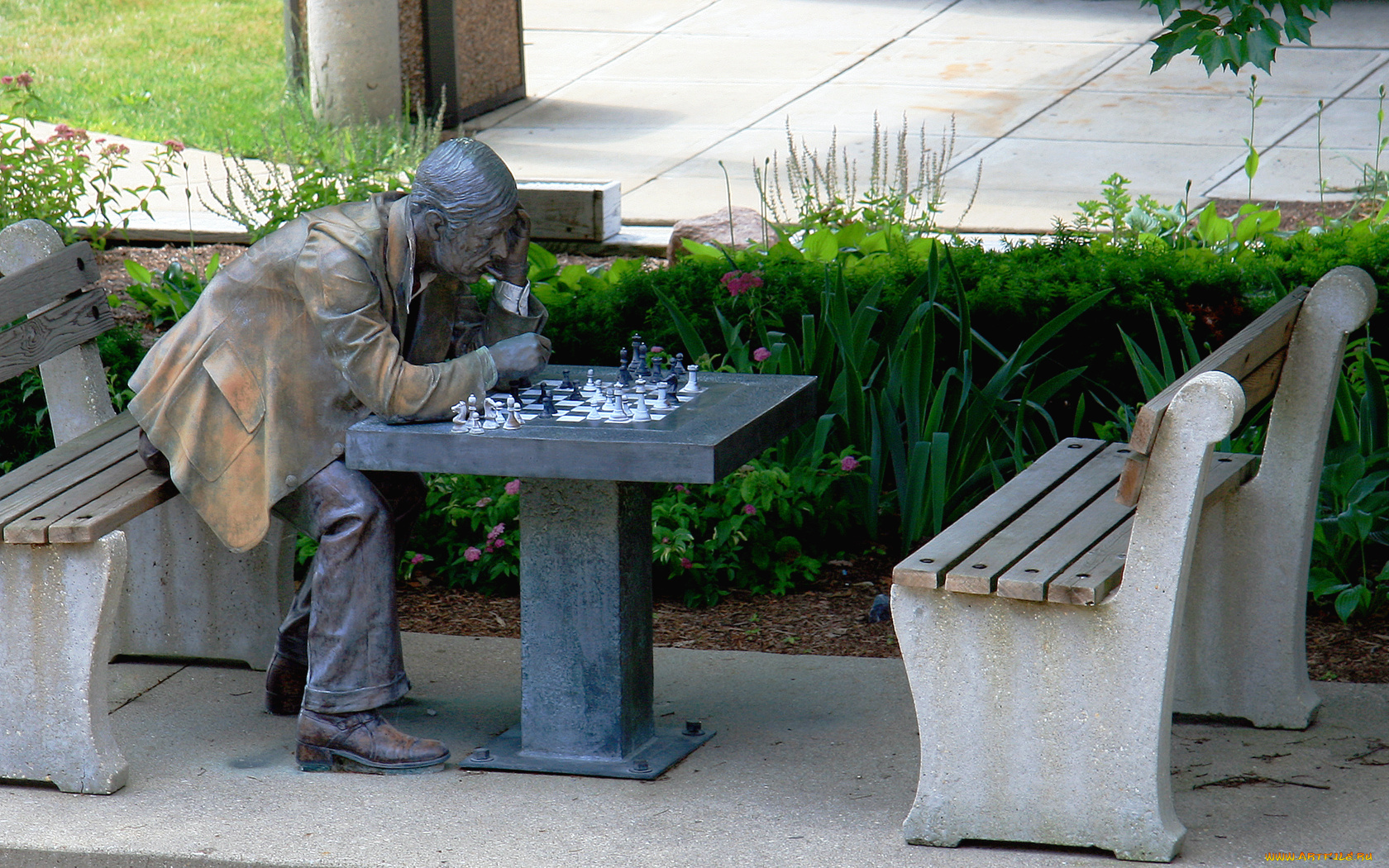 города, памятники, скульптуры, арт, объекты, скульптура, скамейка, шахматы