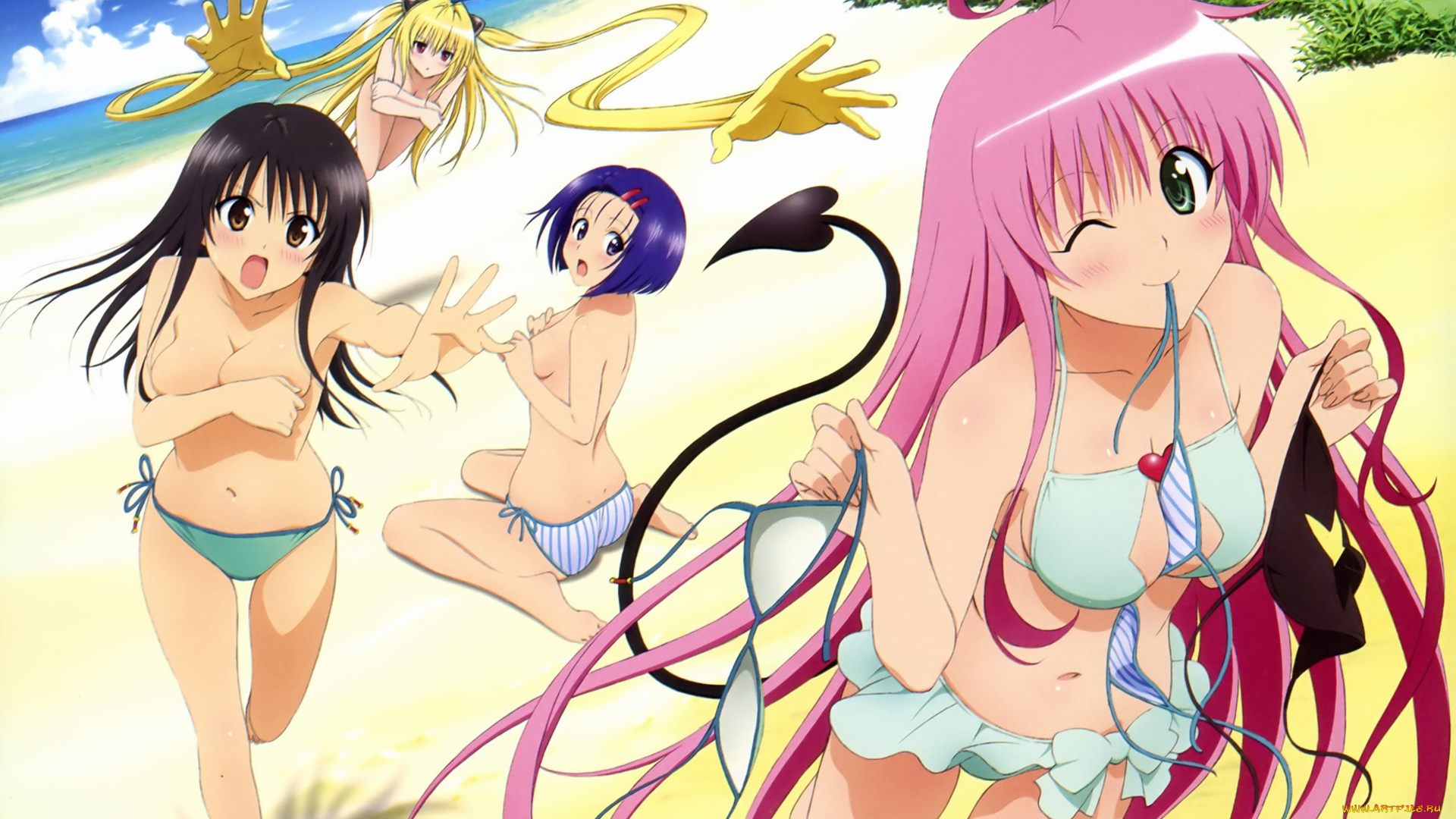 аниме, to, love, ru, девушки, купальник
