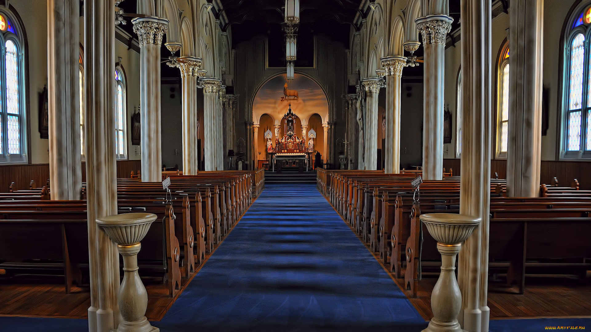 интерьер, убранство, роспись, храма, зал, скамейки