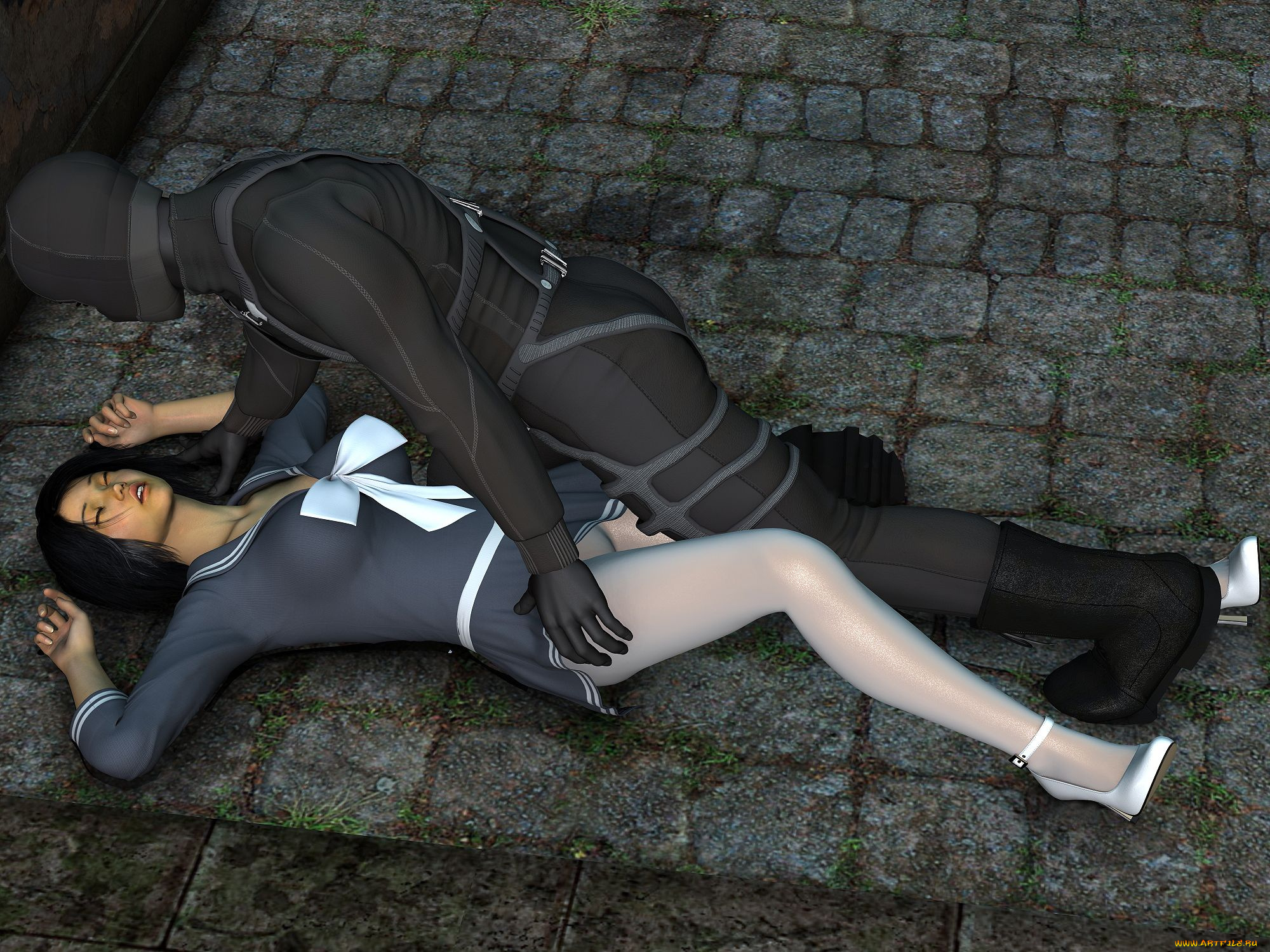 3д, графика, fantasy, фантазия, ninja, школьница