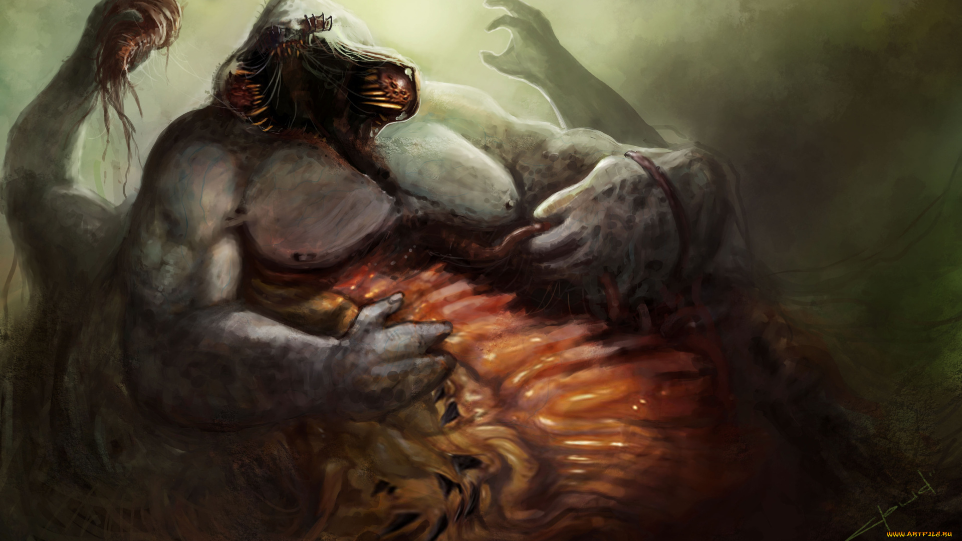 фэнтези, существа, руки, клыки