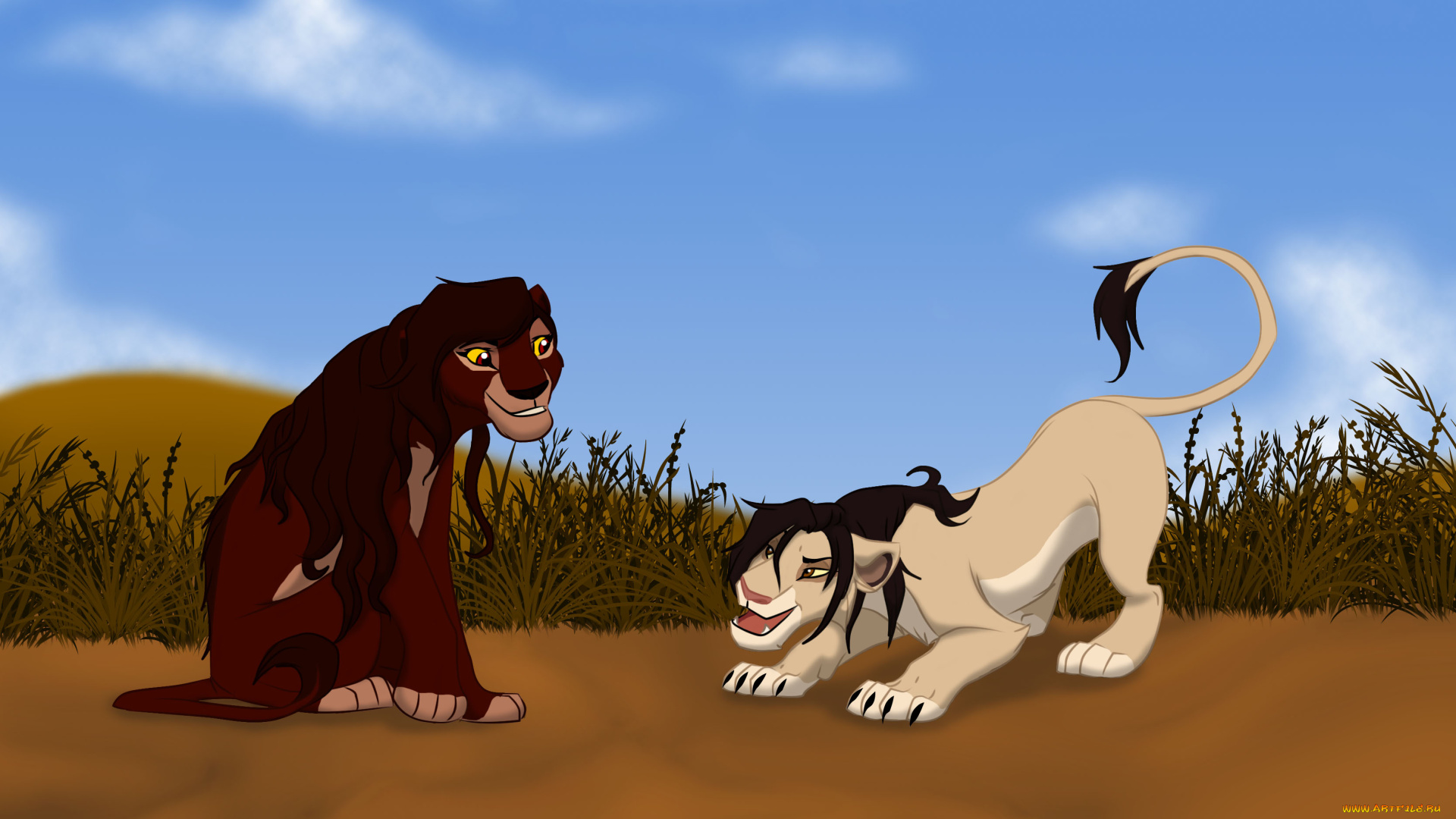 рисованные, животные, сказочные, мифические, львы