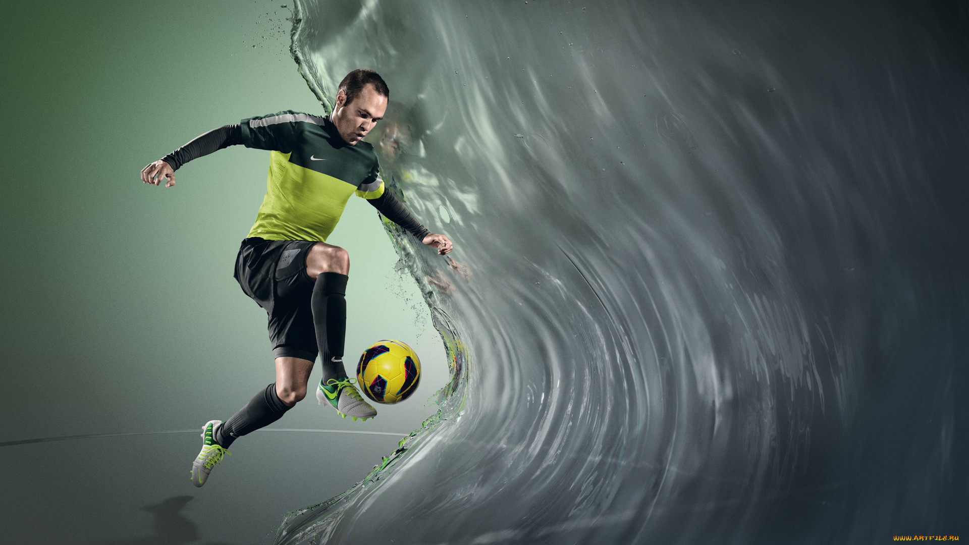 спорт, футбол, мяч, волна, игрок