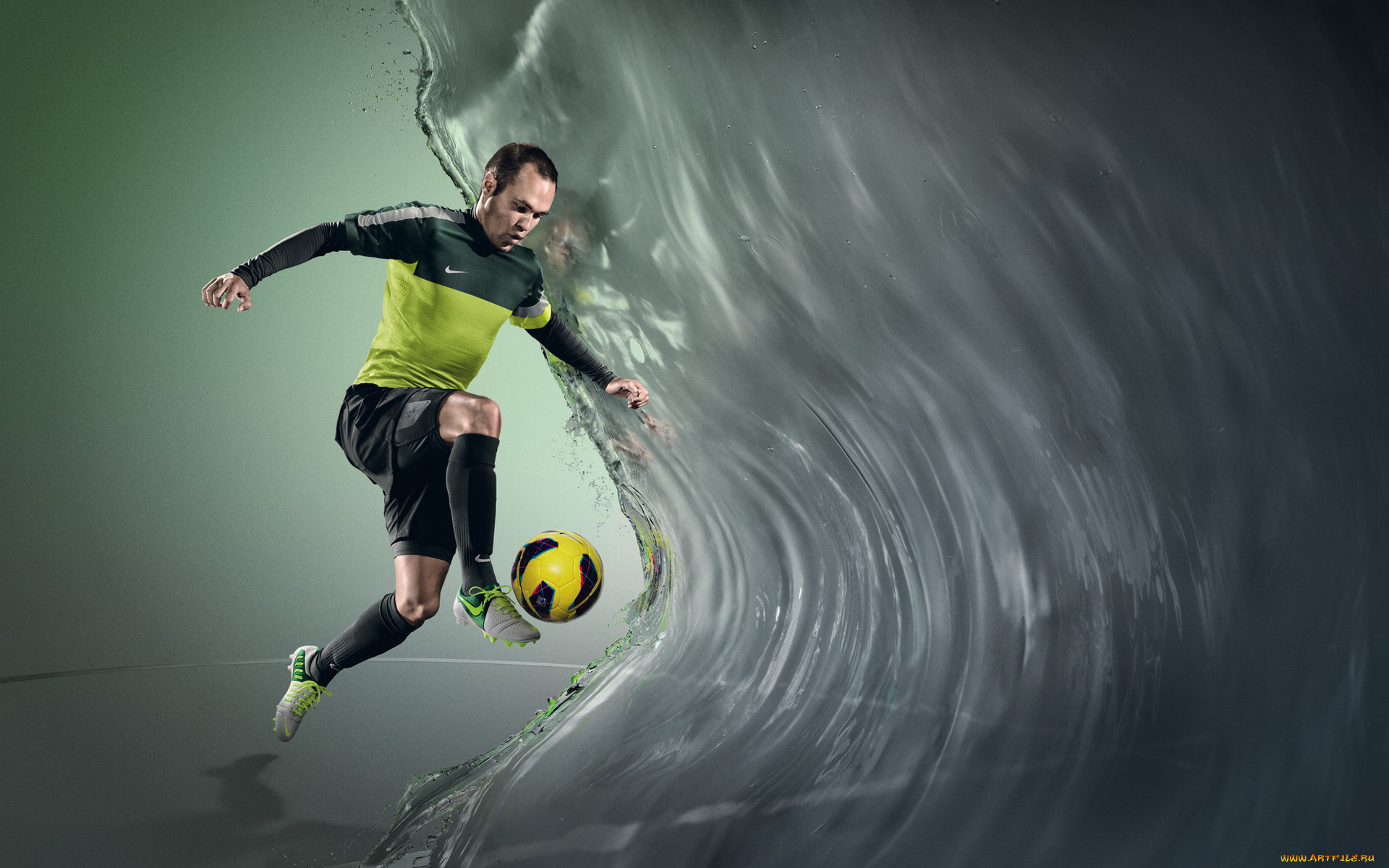 спорт, футбол, мяч, волна, игрок