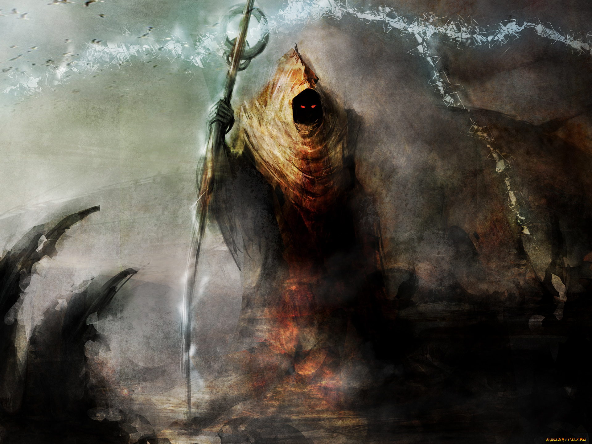 фэнтези, маги, глаза, посох