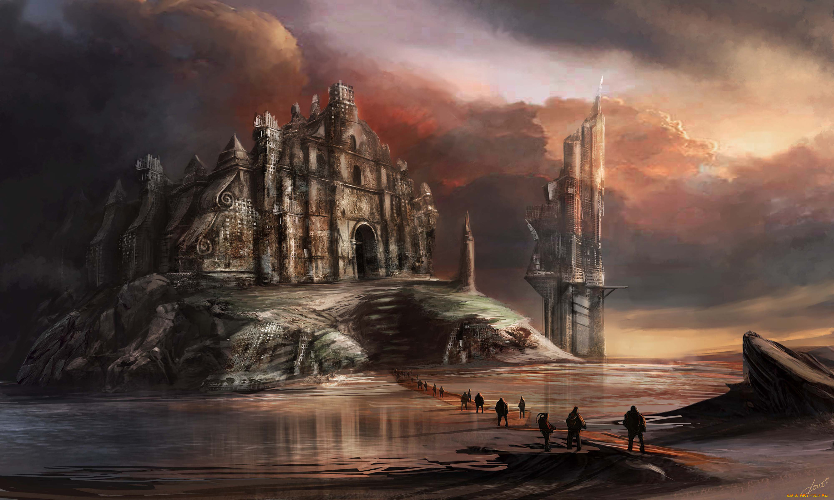 фэнтези, замки, вода