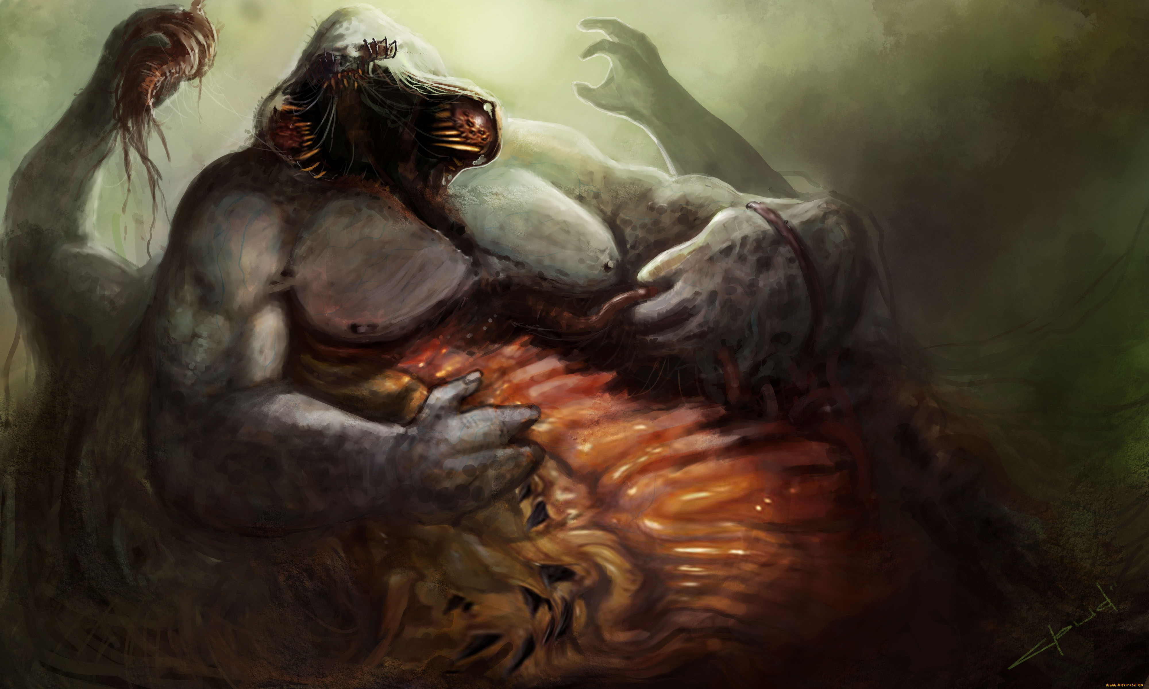 фэнтези, существа, руки, клыки