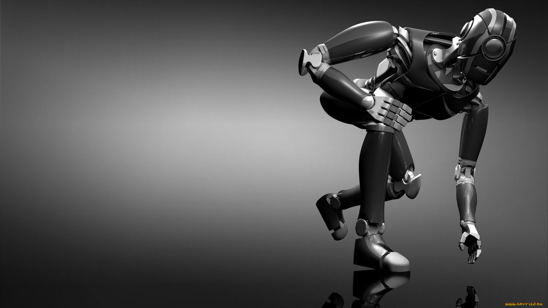 3д, графика, моделирование, , modeling, робот, андроид, движение, отражение