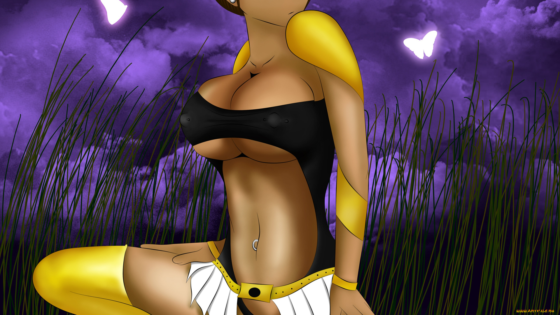 рисованные, люди, девушка, взгляд