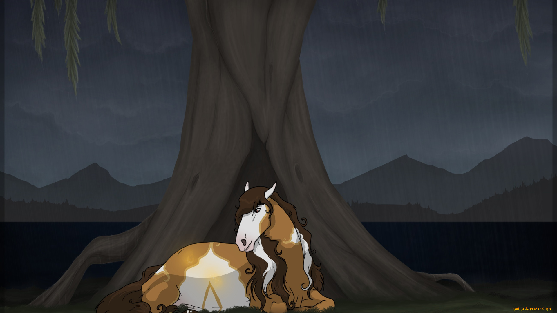 рисованные, животные, , лошади, лошадь