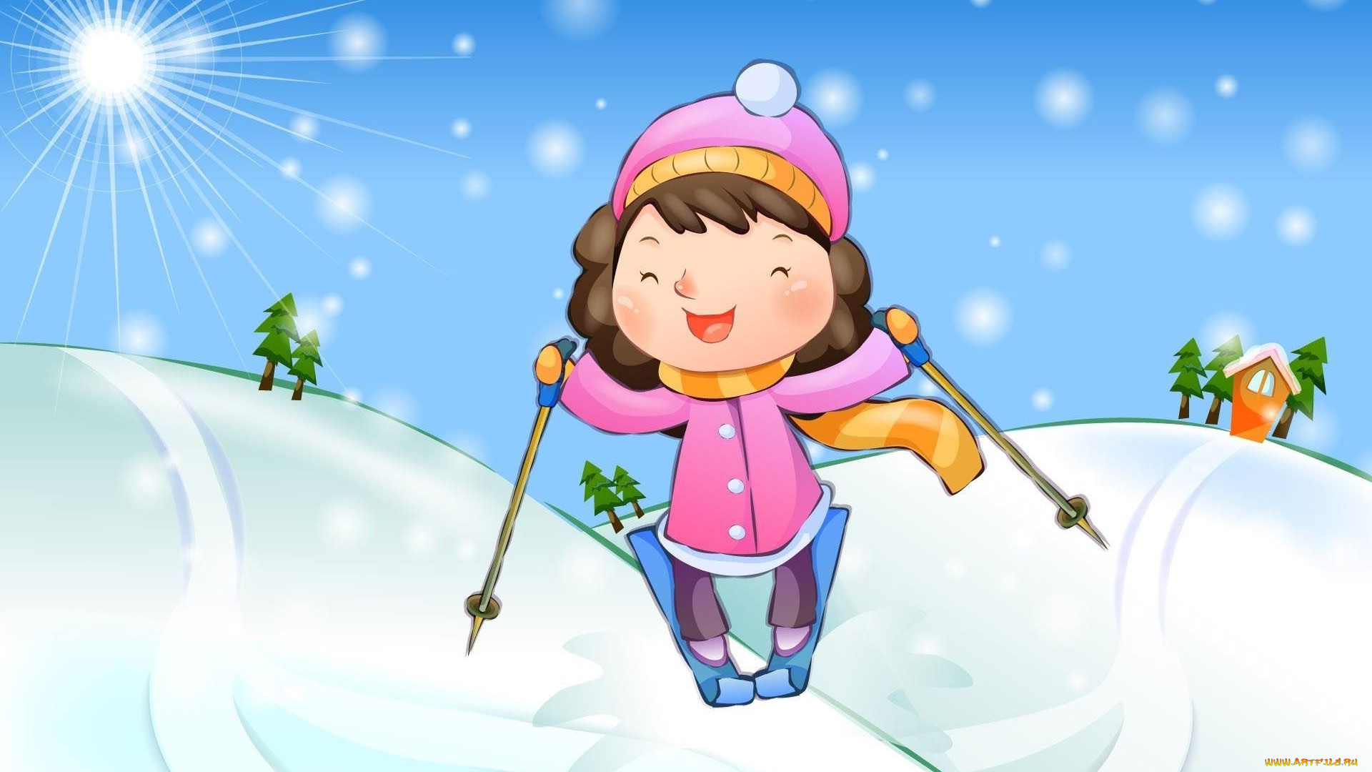 векторная, графика, мультфильмы, девочка