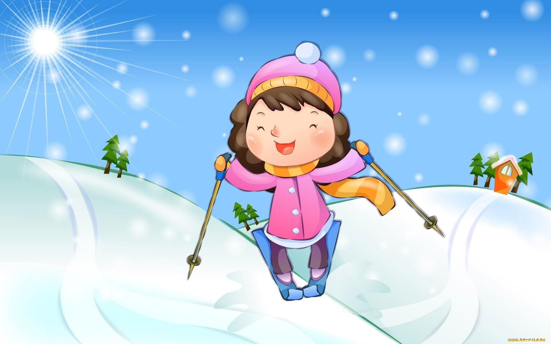 векторная, графика, мультфильмы, девочка