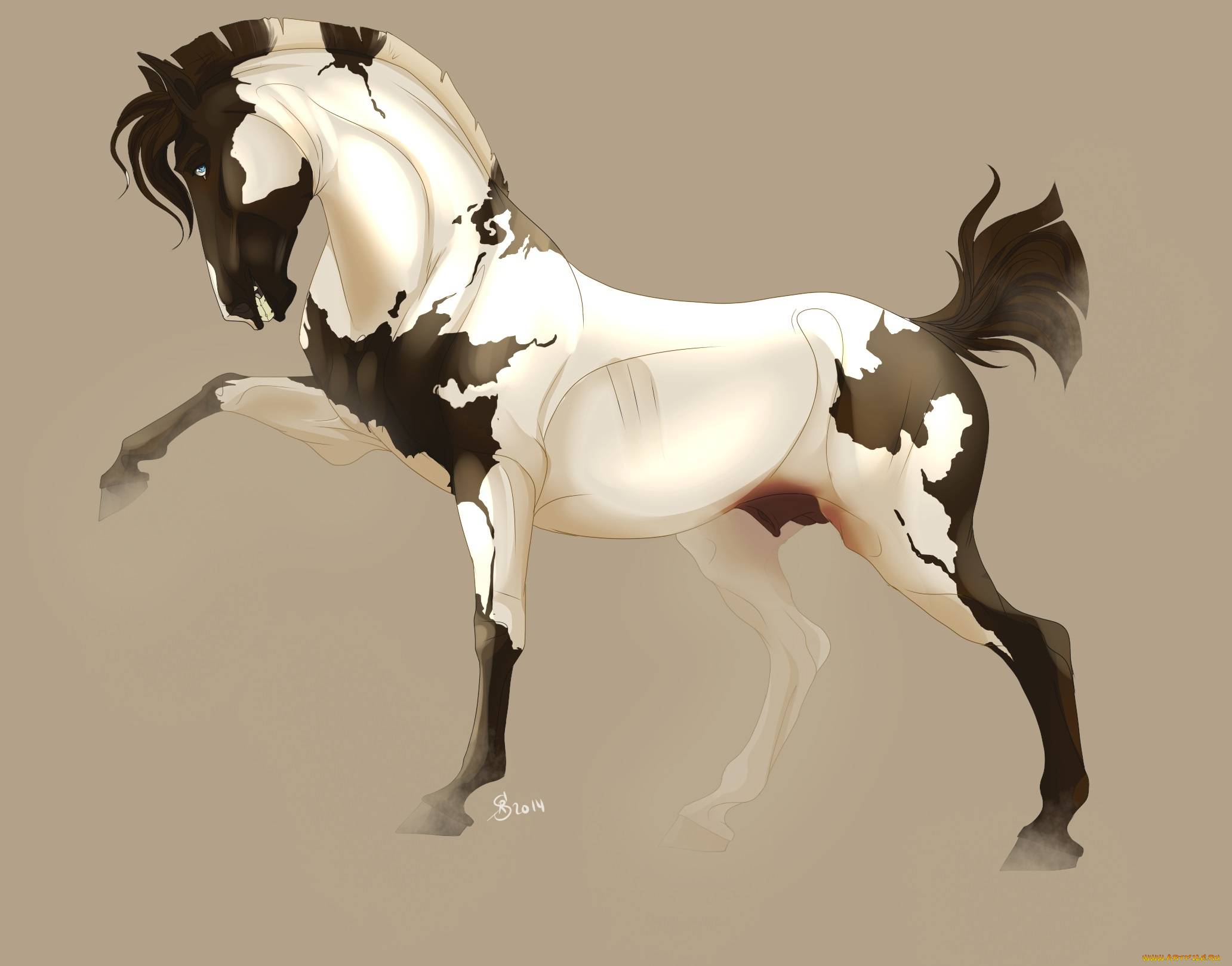 рисованные, животные, , лошади, лошадь