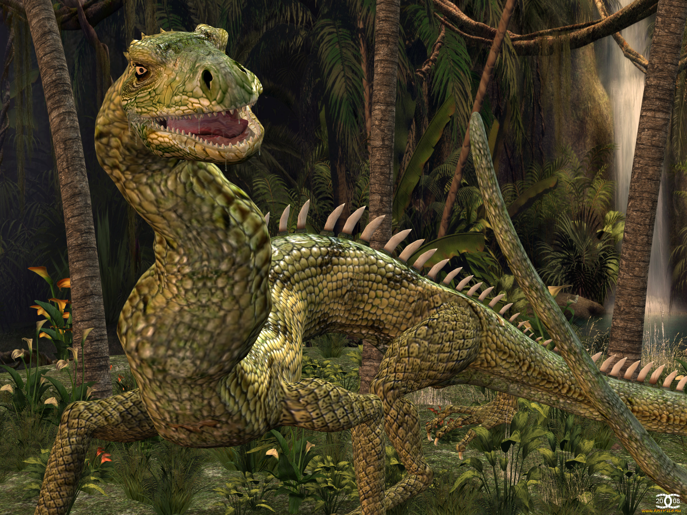 3д, графика, фантазия, , fantasy, лес, динозавр