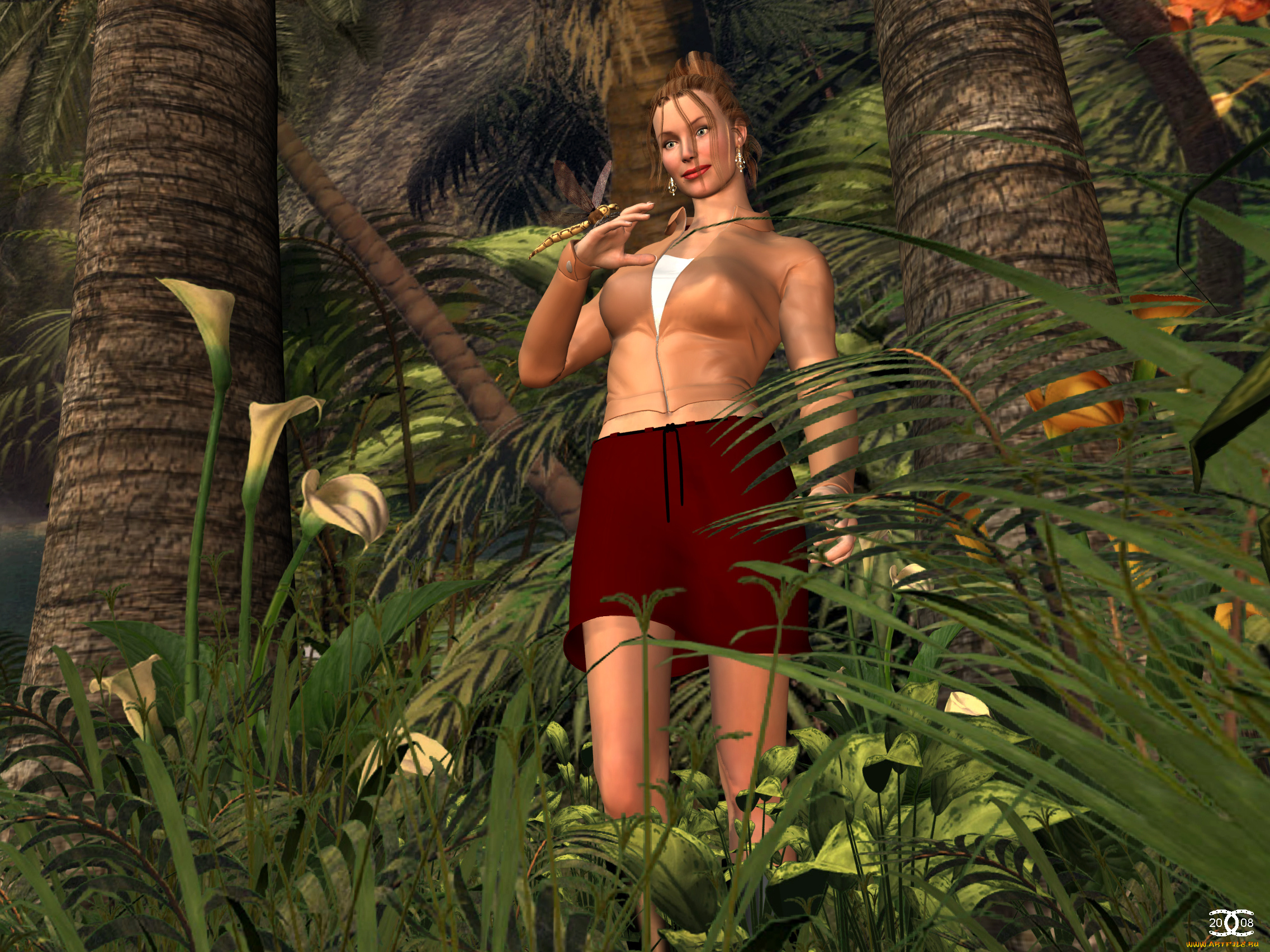 jasmine, 3д, графика, фантазия, , fantasy, девушка, взгляд, лес