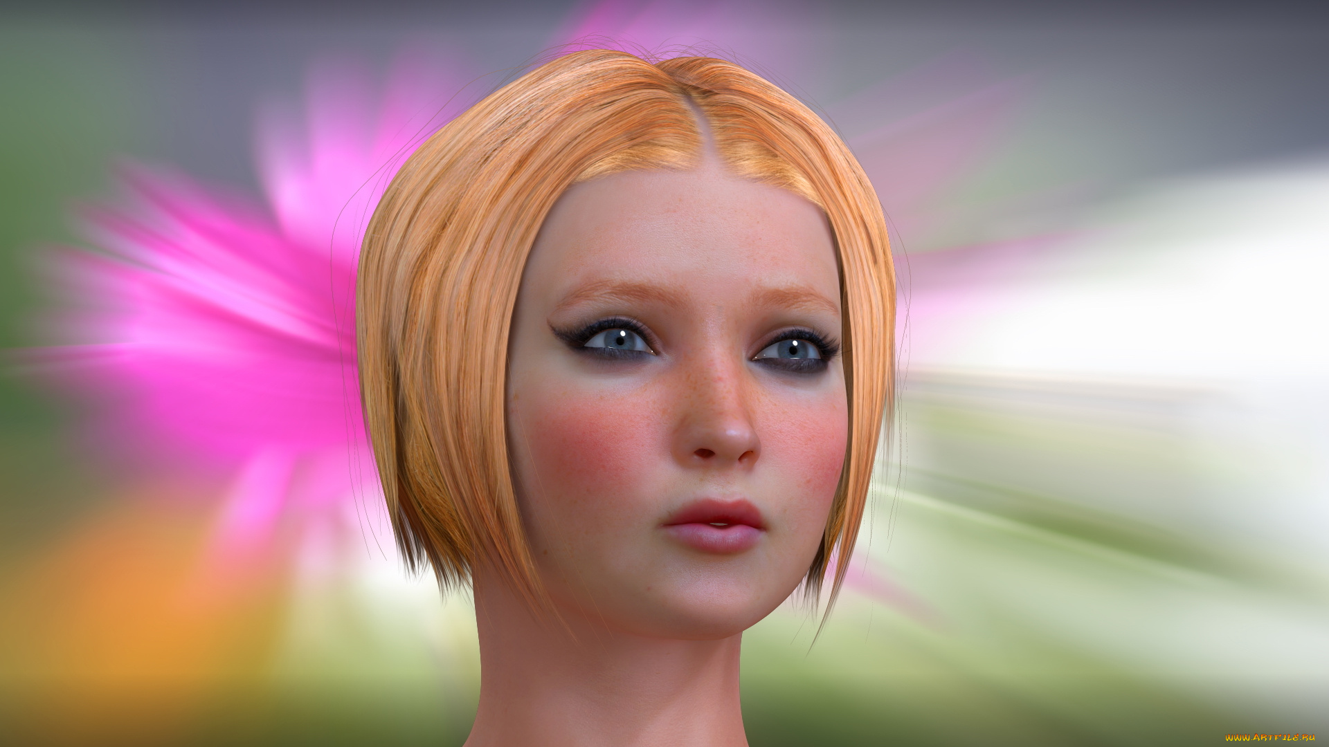 3д, графика, портрет, , portraits, фон, взгляд, девушка