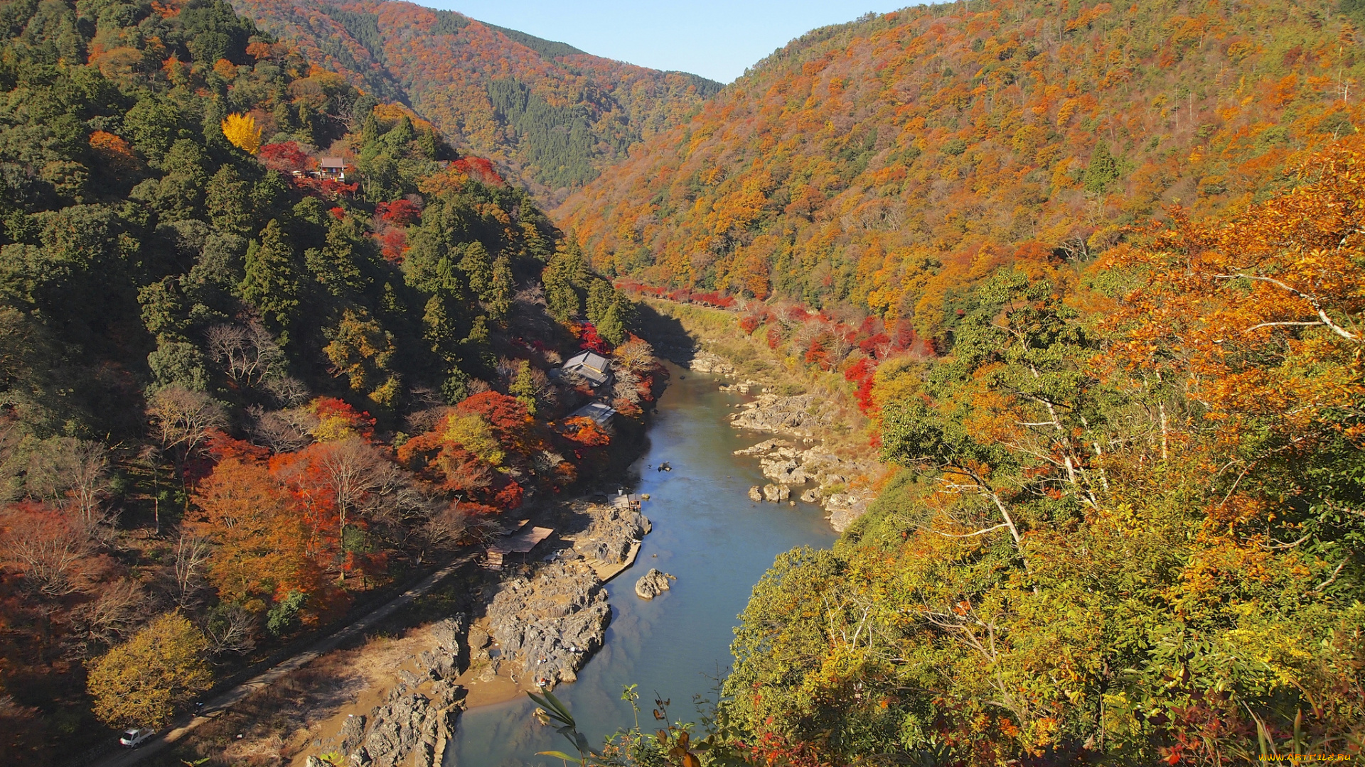 природа, реки, озера, горы, лес, небо, река, осень