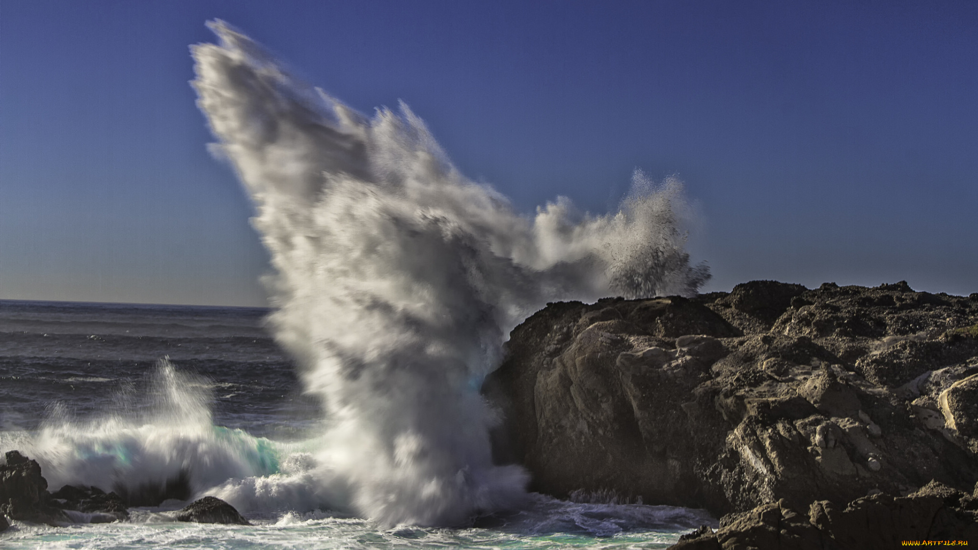 природа, стихия, прибой, скалы, океан