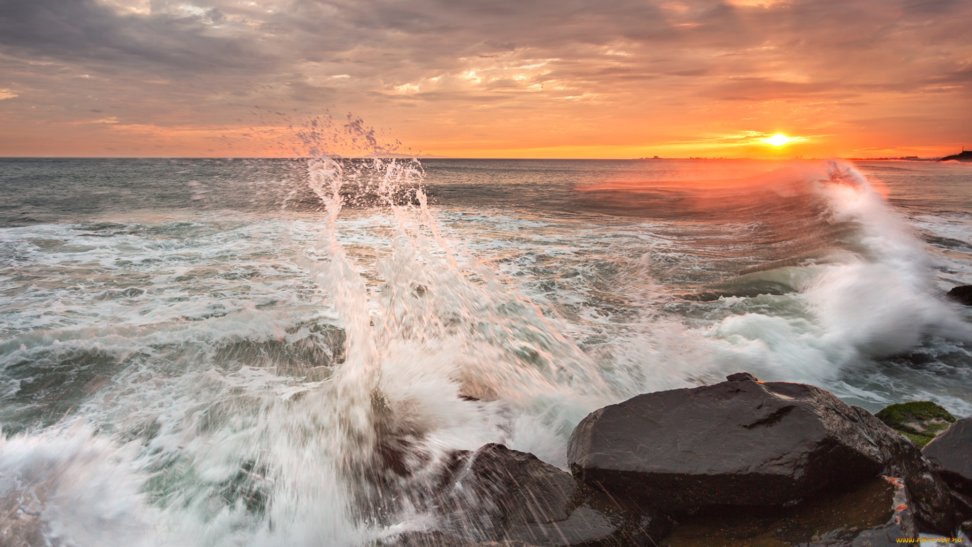 природа, восходы, закаты, прибой, рассвет