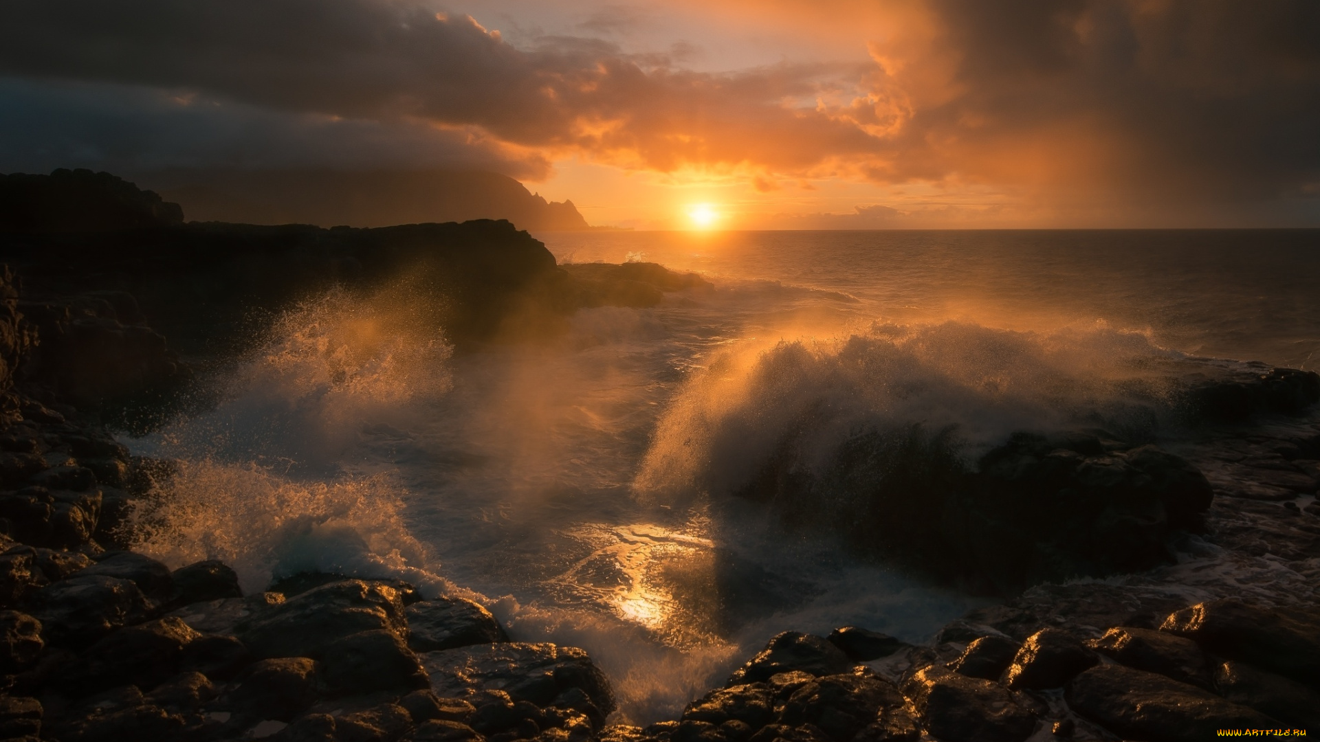 природа, стихия, берег, рассвет, прибой, море, волны