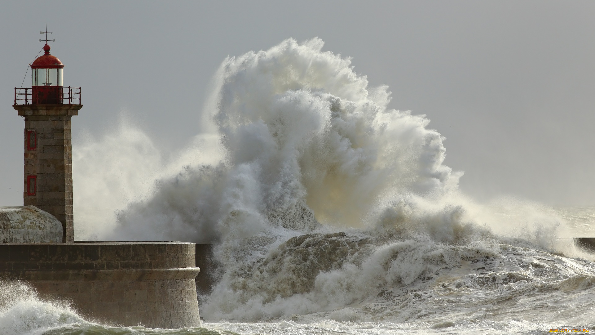 природа, стихия, волны, маяк