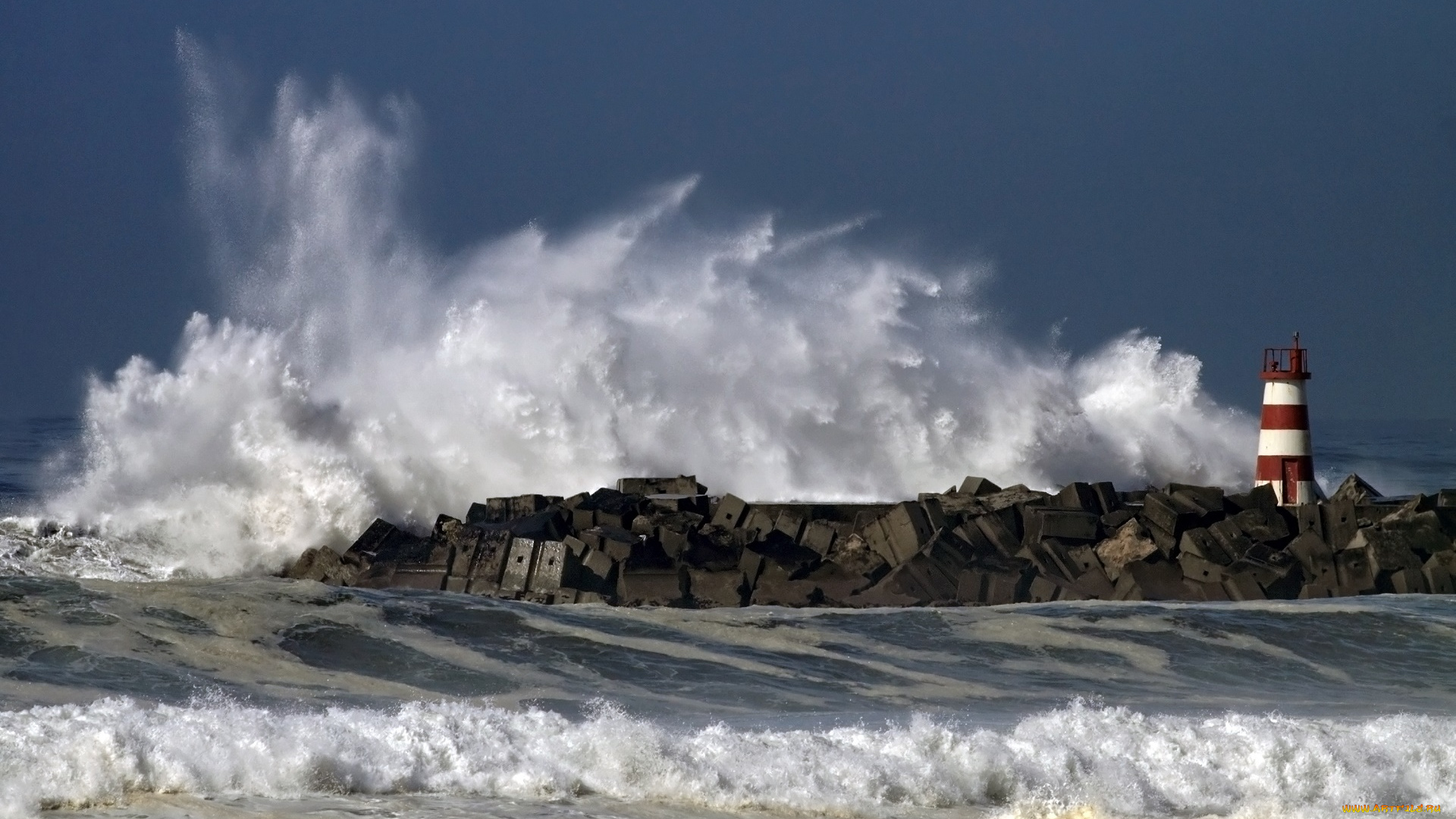природа, стихия, волны, маяк