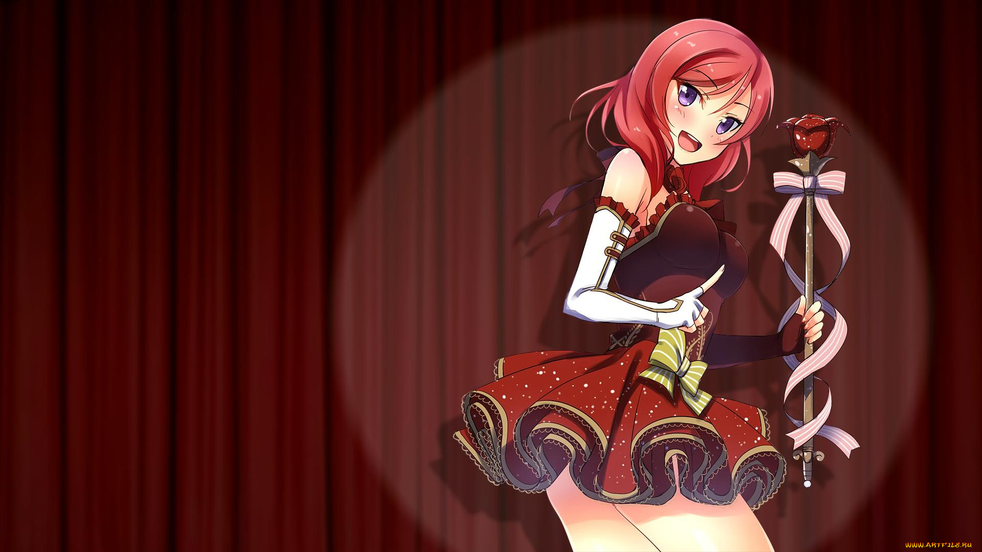 аниме, love, live, , school, idol, project, девушка, фон, взгляд