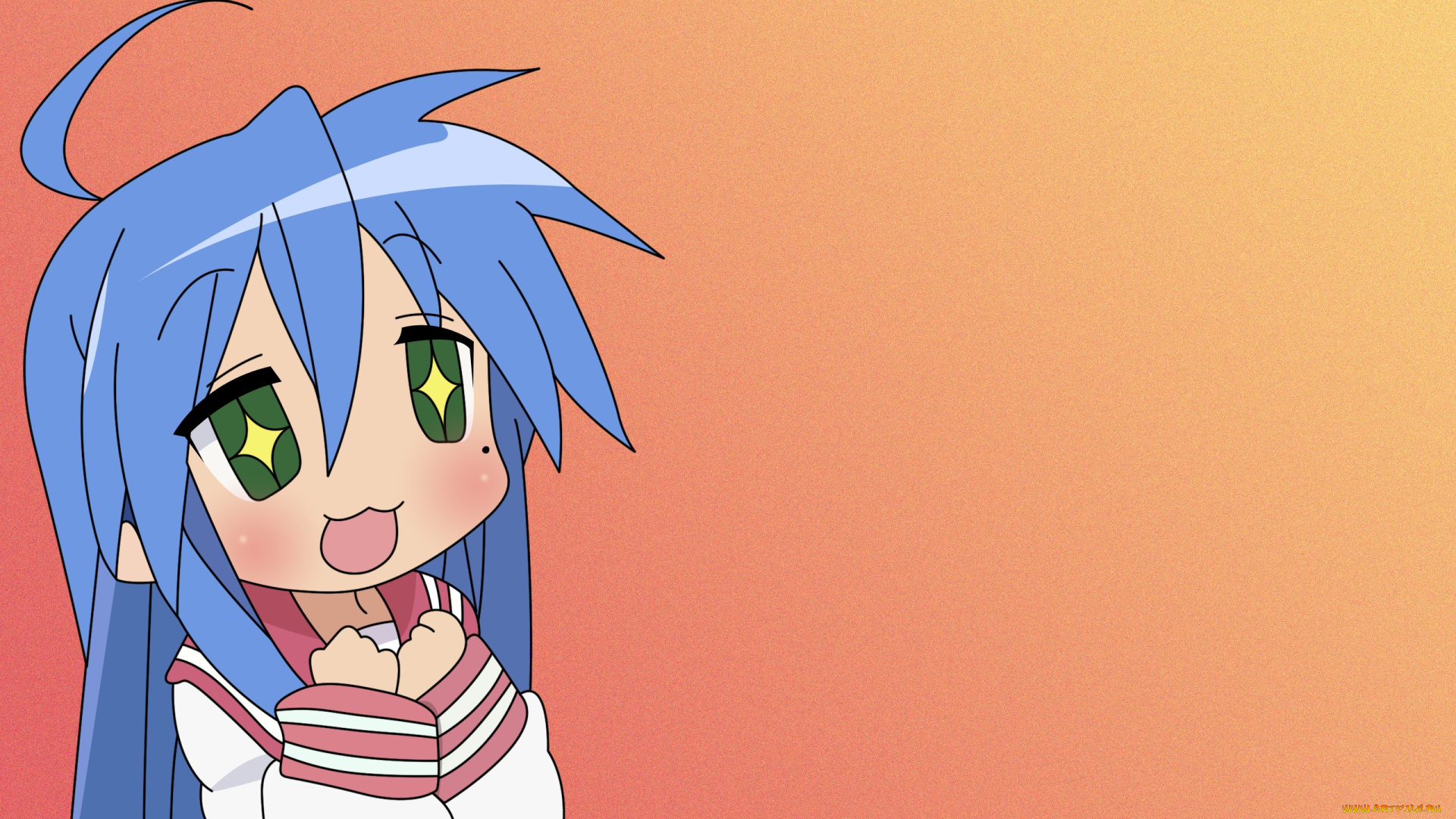 аниме, lucky, star, фон, взгляд, девушка