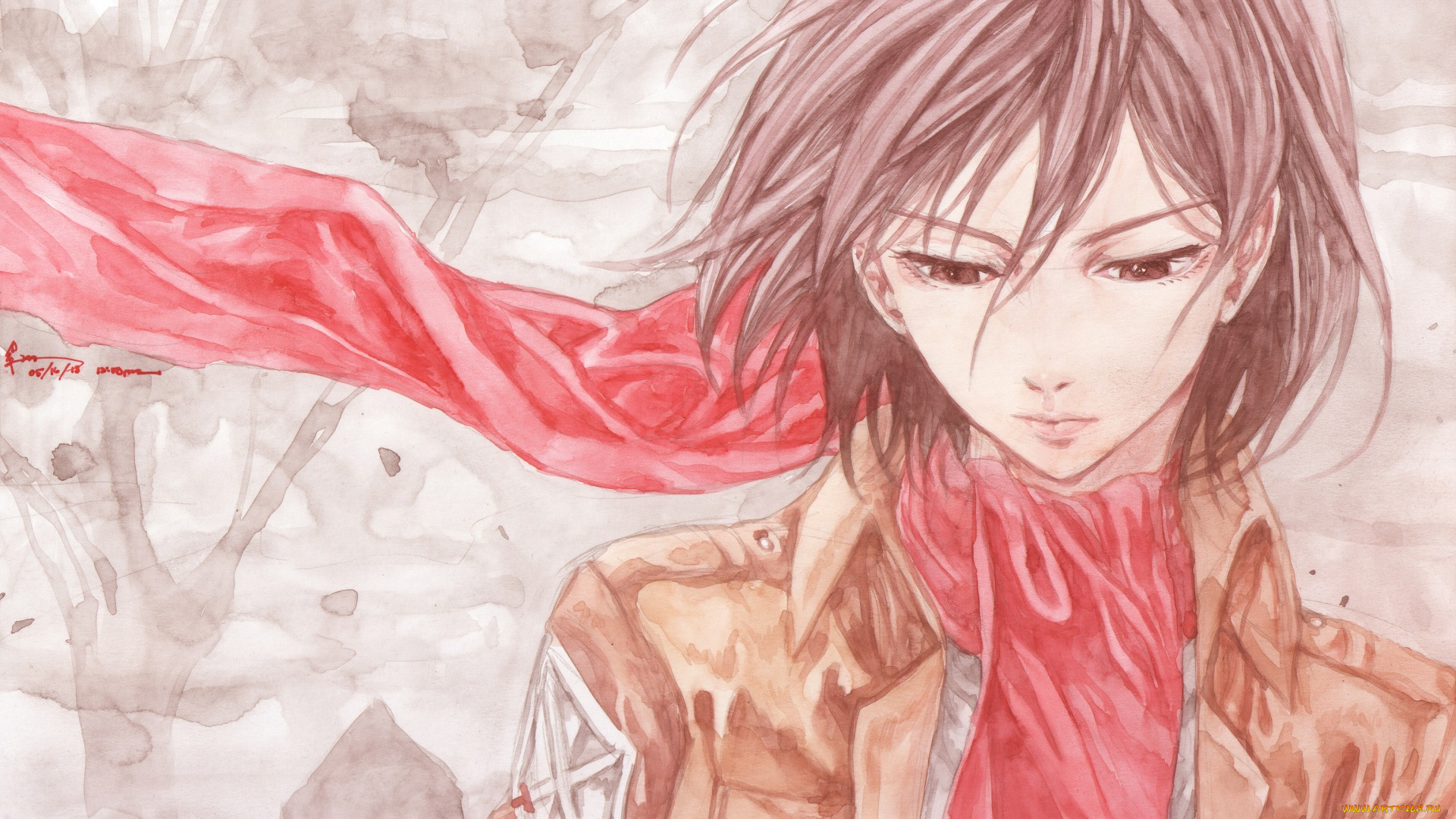 аниме, shingeki, no, kyojin, микаса