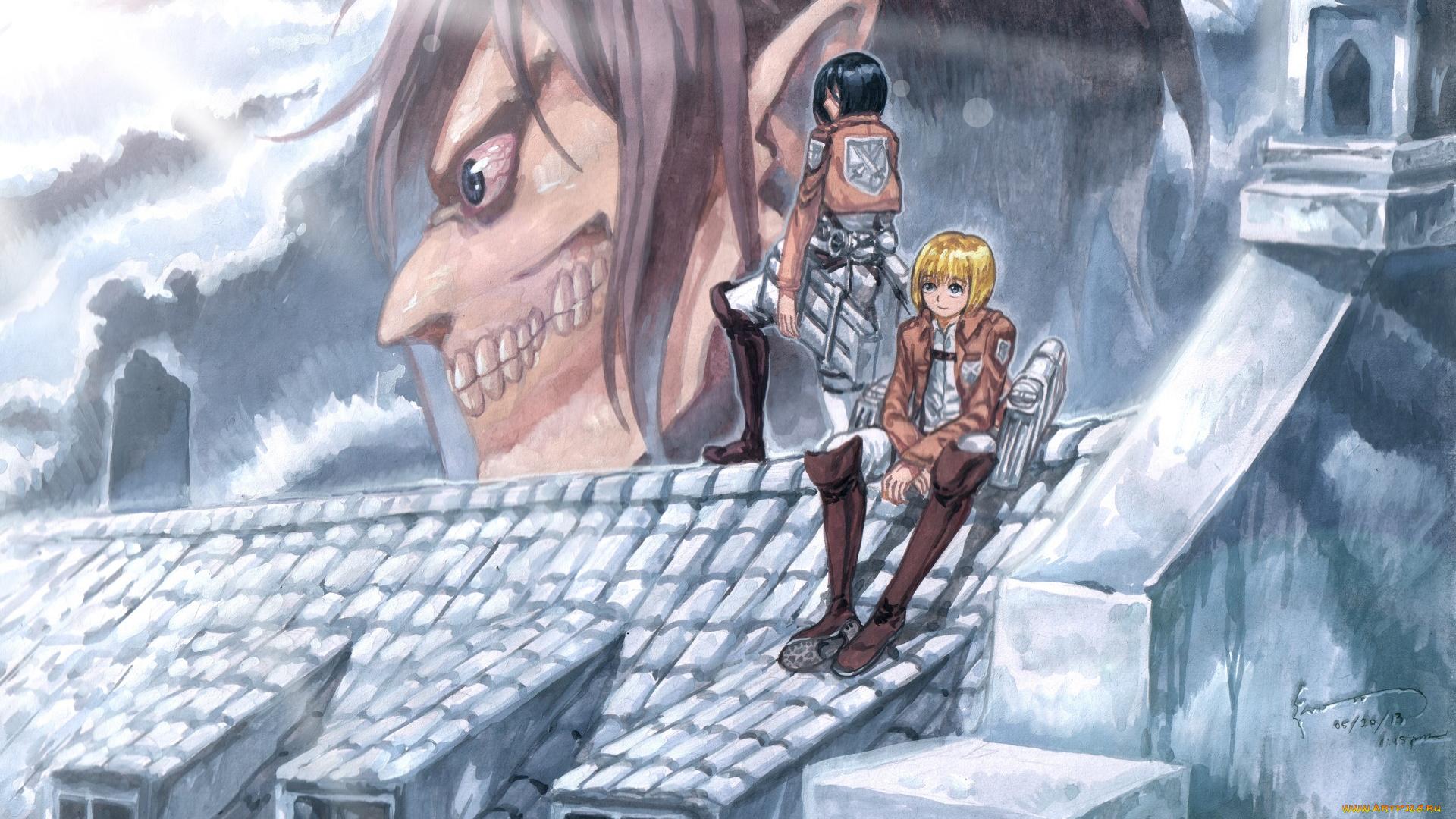 аниме, shingeki, no, kyojin, рисунок