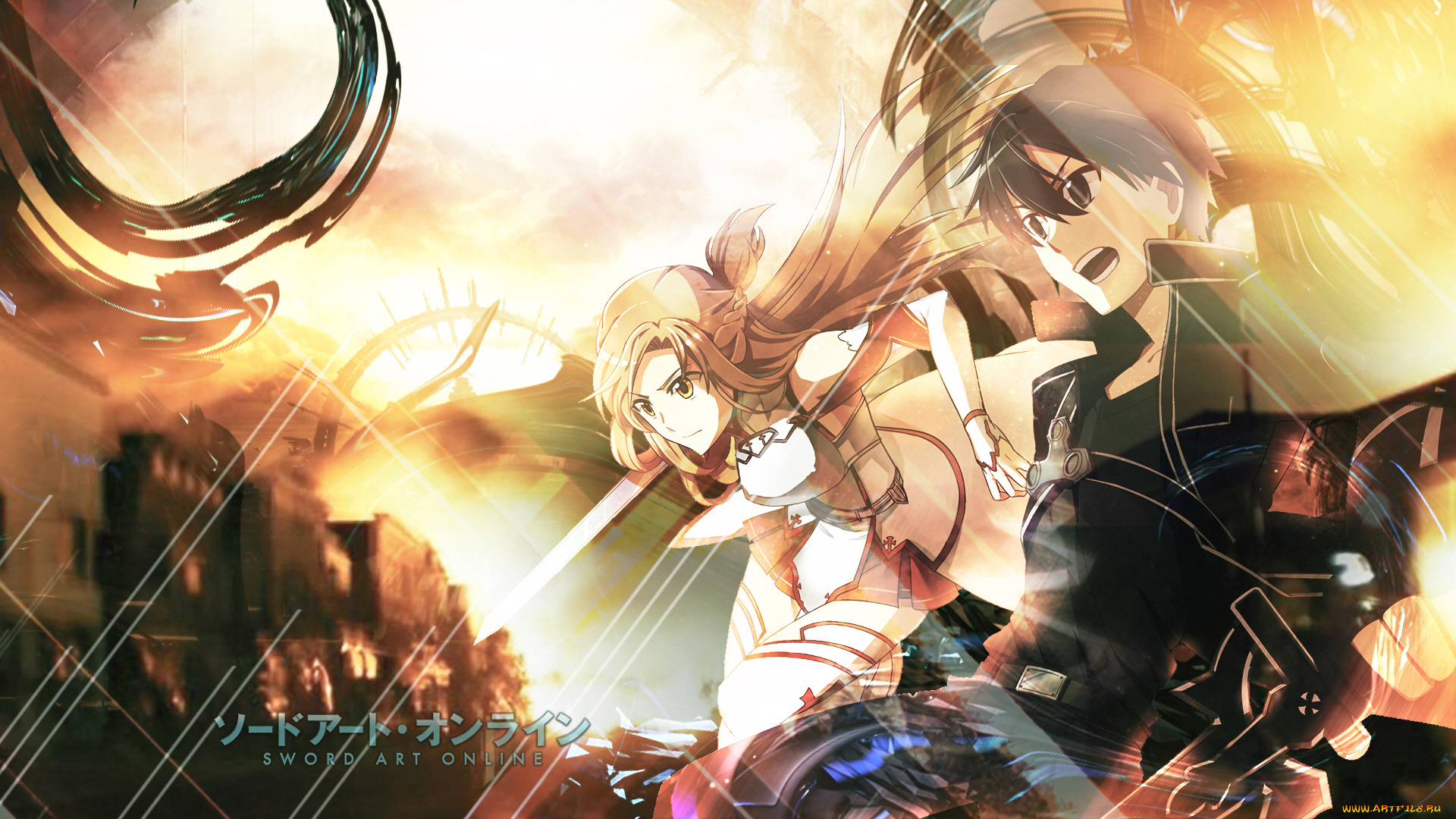 аниме, sword, art, online, пара