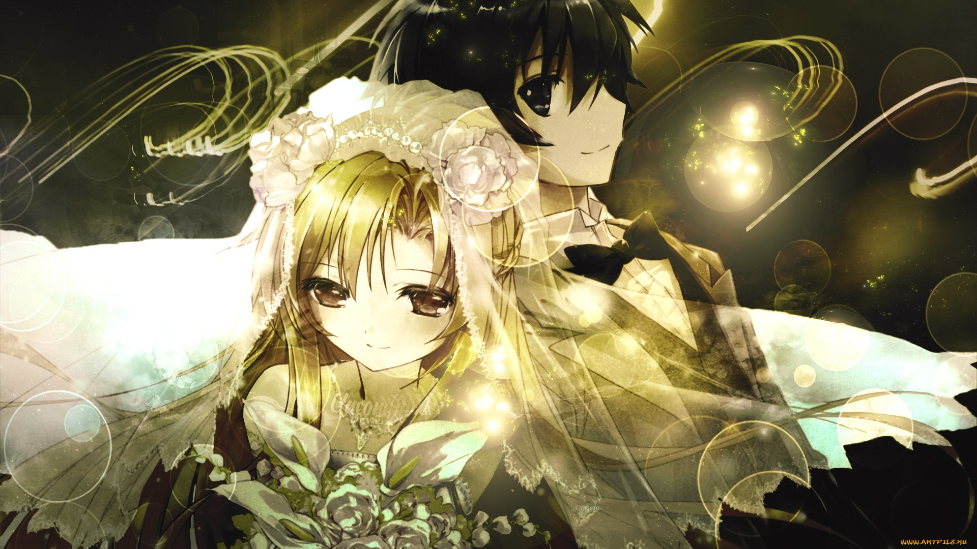 аниме, sword, art, online, пара