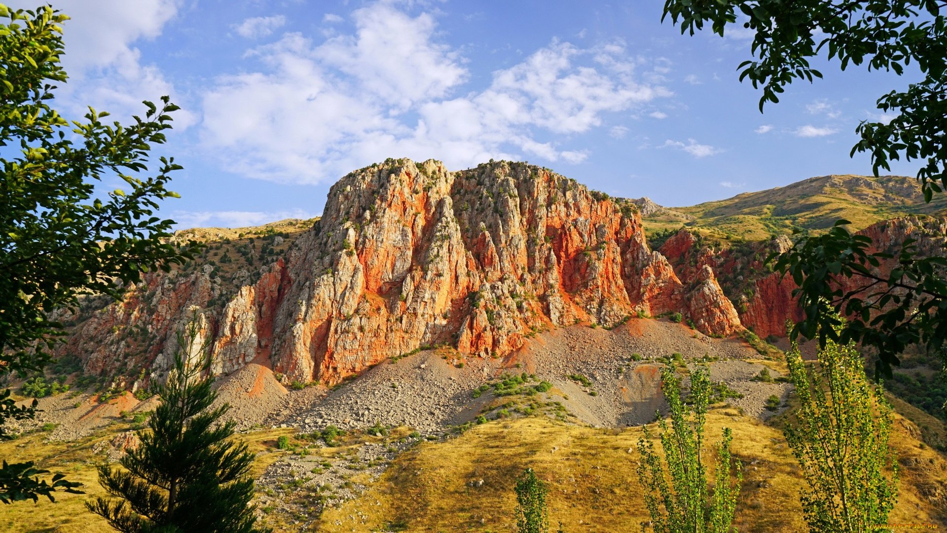 армения, природа, горы, облака, деревья