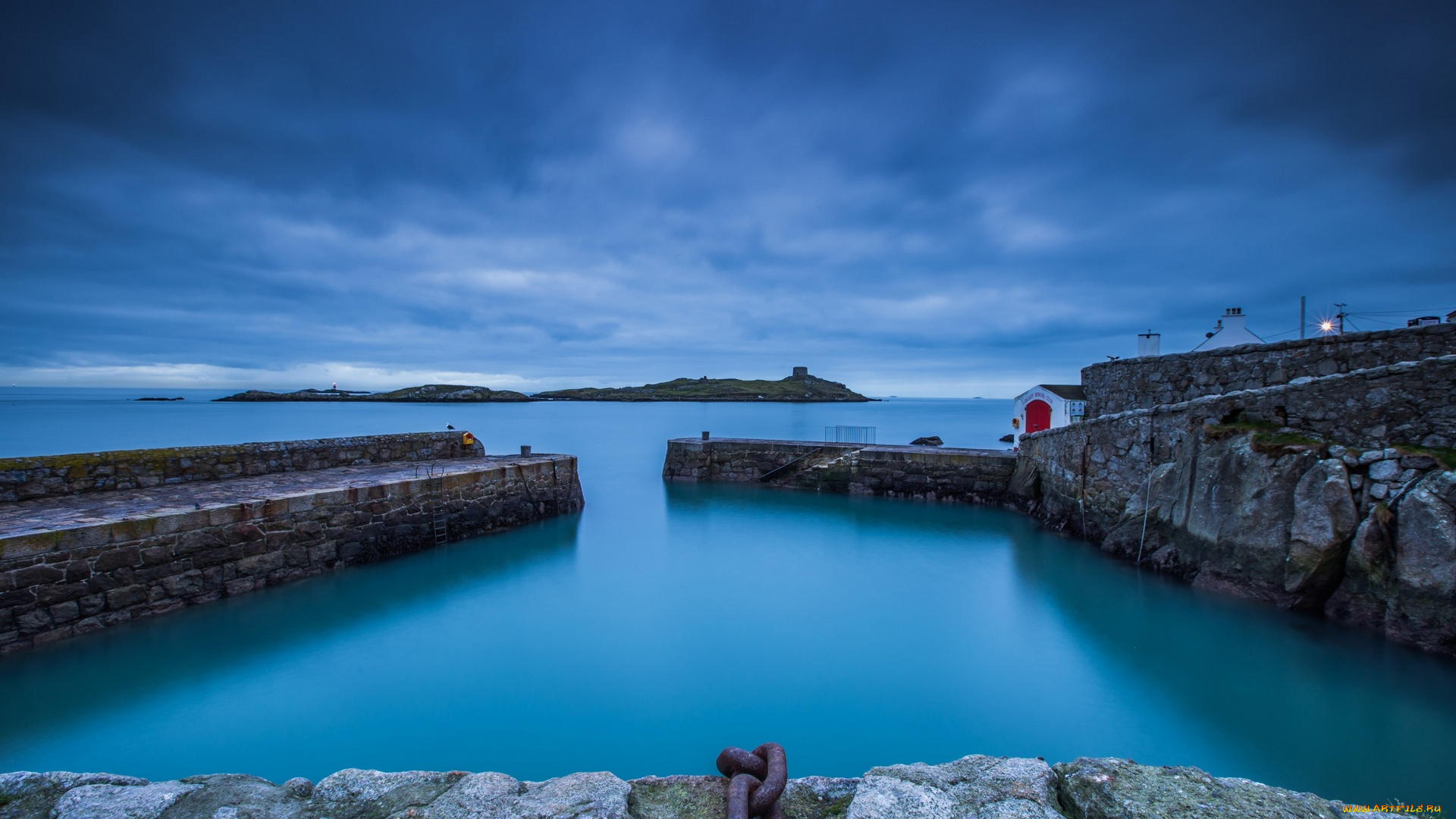 ирландия, природа, побережье, пристань, водоем