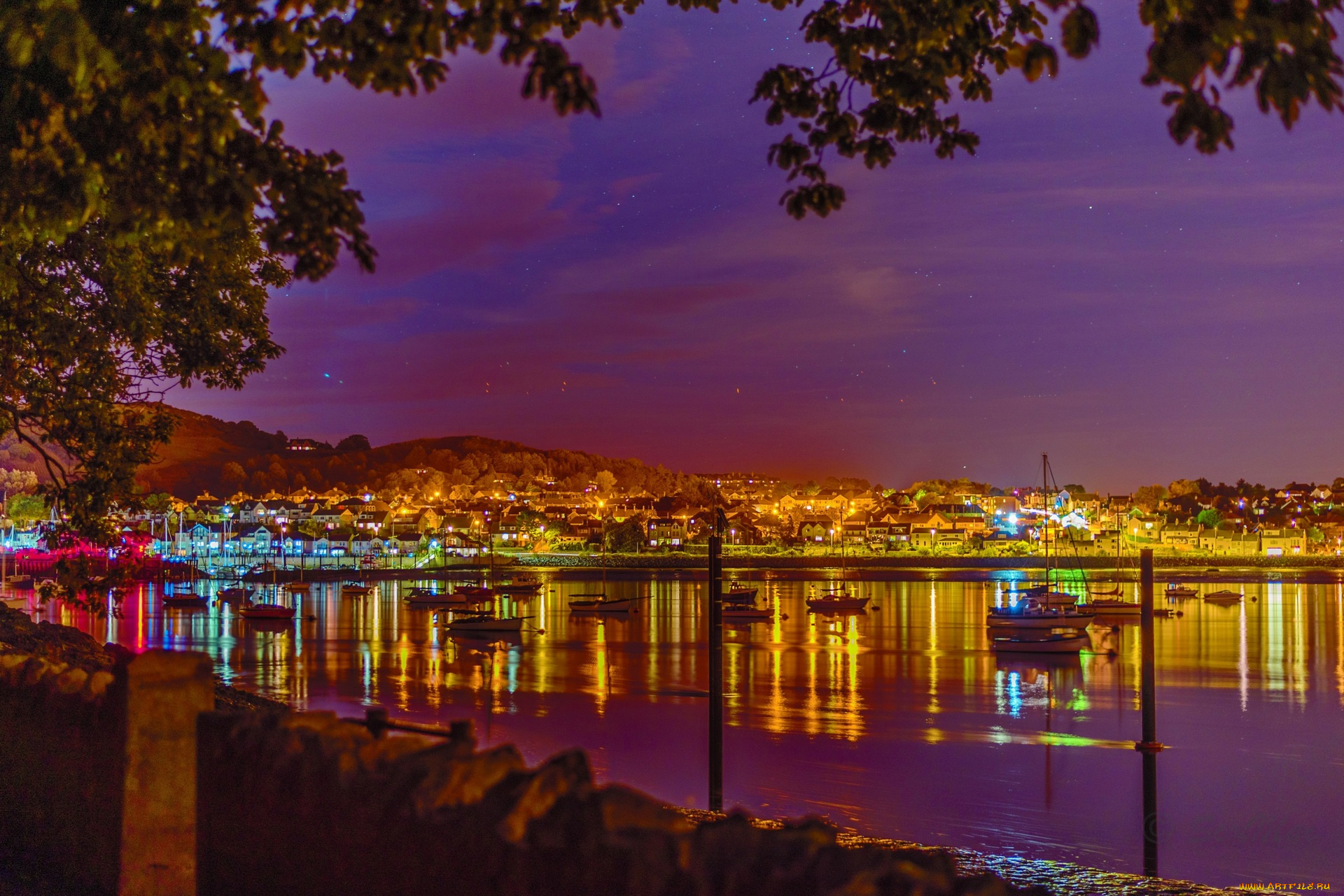 города, -, панорамы, фонари, здания, яхты, водоем