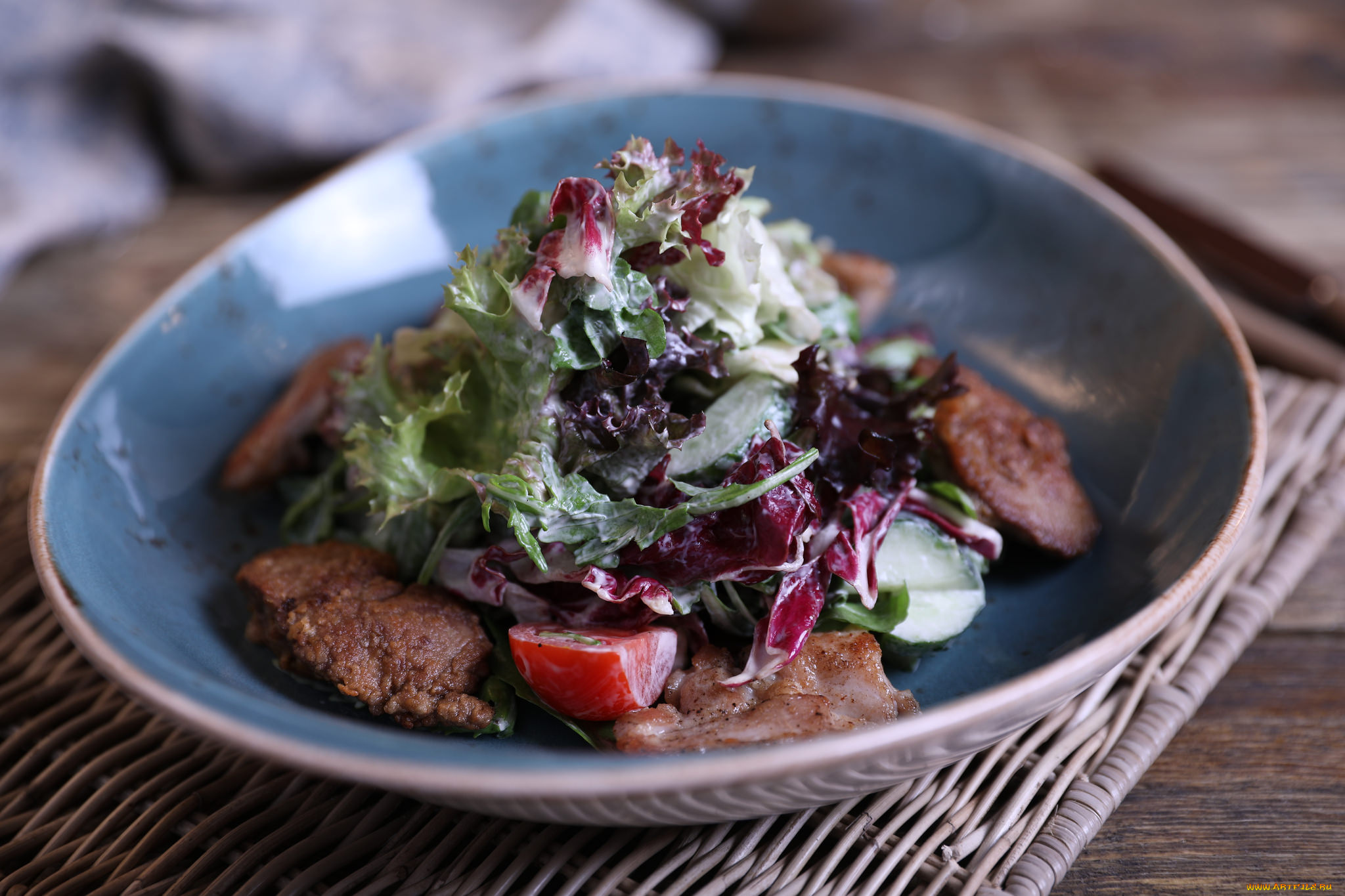 еда, салаты, , закуски, закуска, зелень, мясо, салат