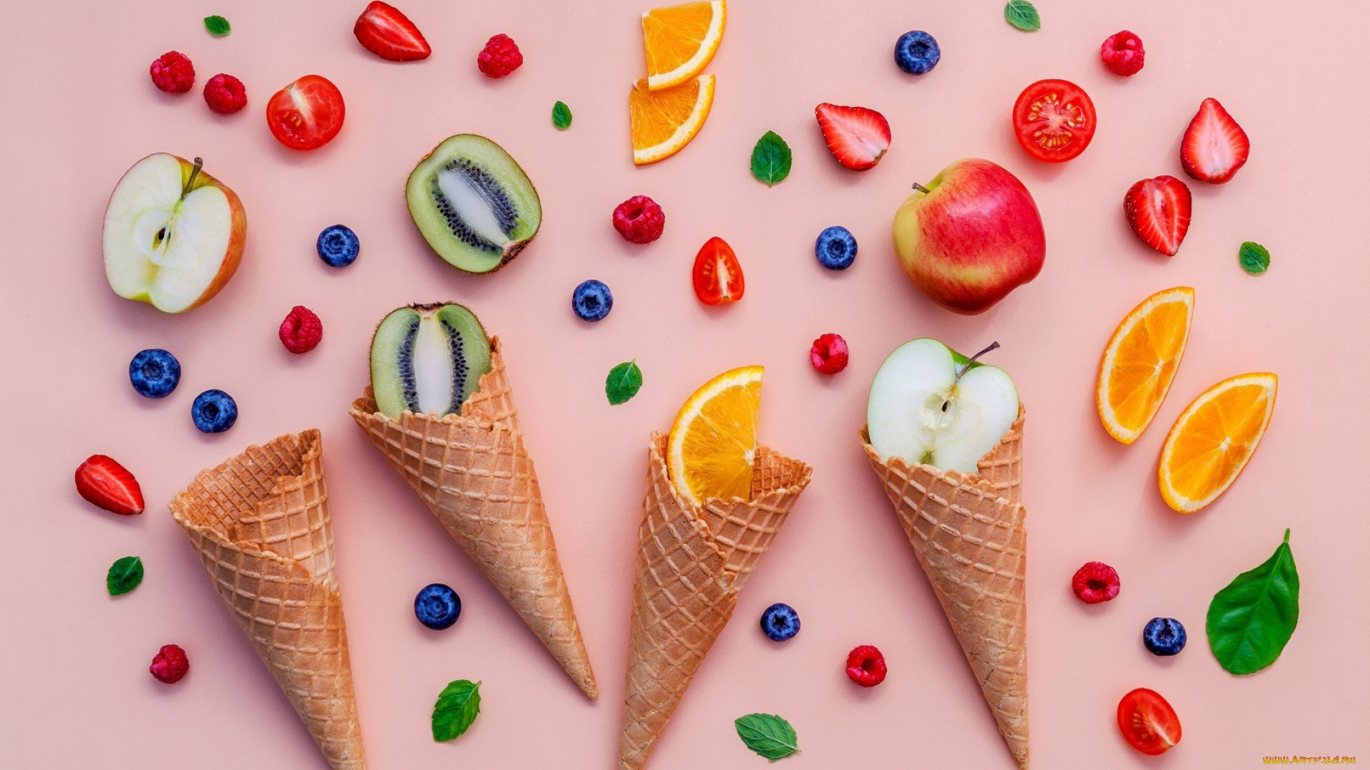 еда, фрукты, , ягоды, клубника, апельсин, киви