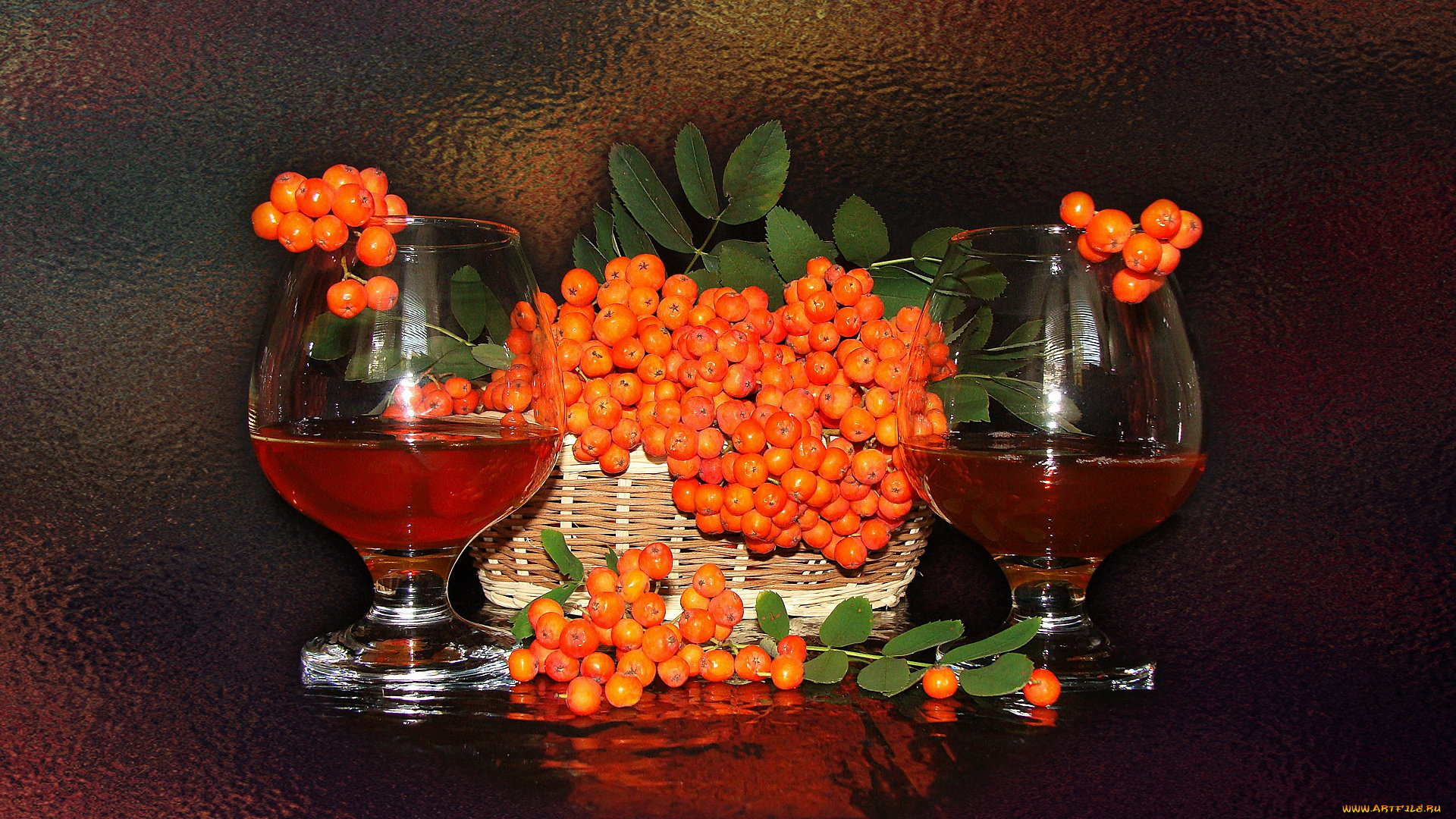 еда, натюрморт, рябина, good, fon, фужеры, настроение, в, корзине, авторское, фото, елена, аникина